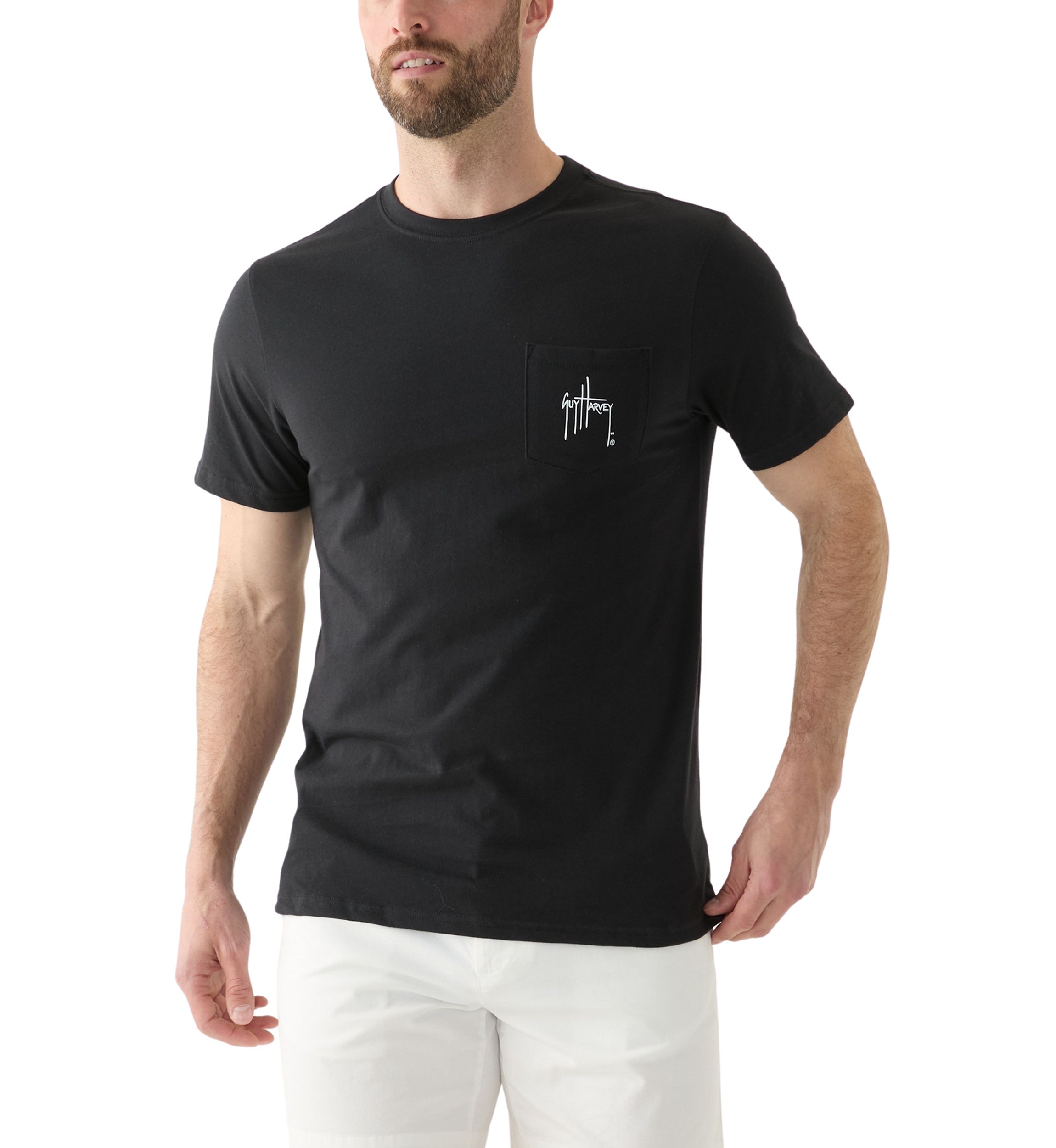 Mens White Night Short Sleeve Pocket Graphic T-Shirt