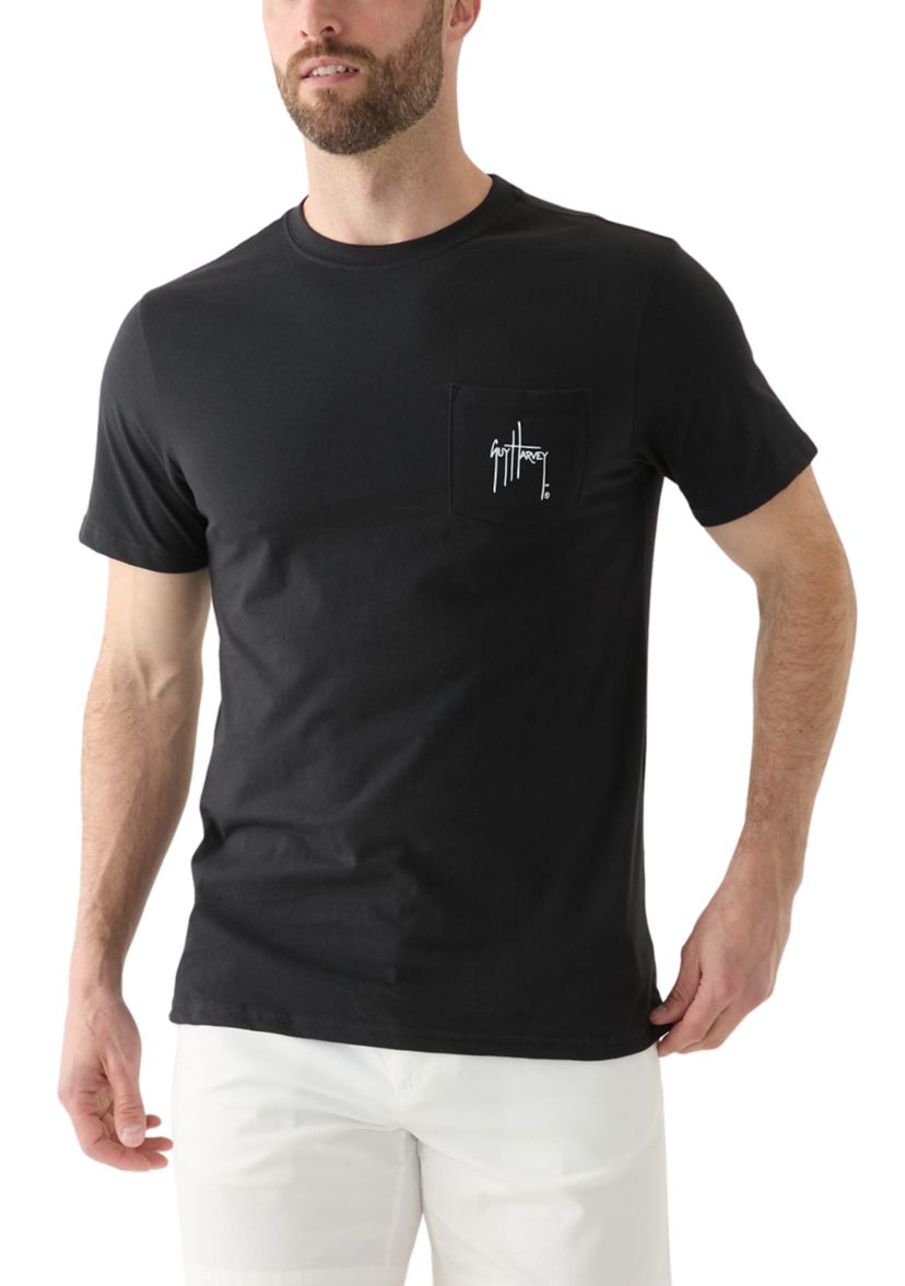 Mens White Night Short Sleeve Pocket Graphic T-Shirt
