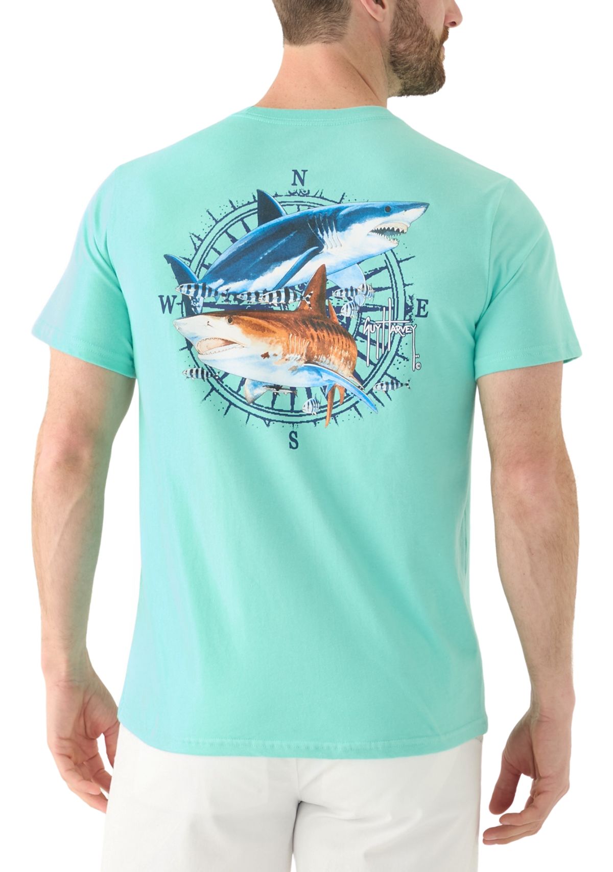 Mens Vintage Sharks Short Sleeve Graphic T-Shirt