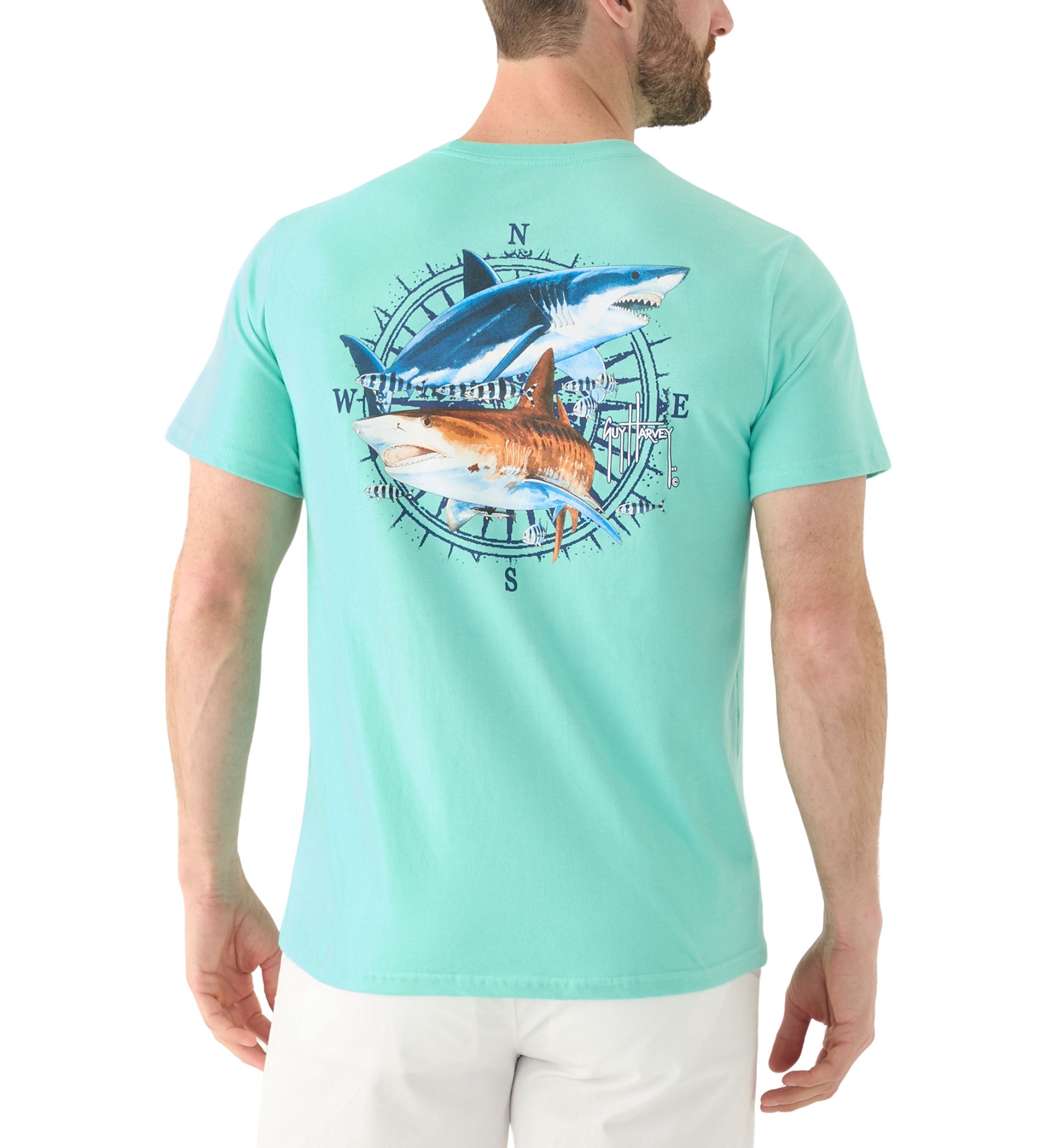 Mens Vintage Sharks Short Sleeve Graphic T-Shirt
