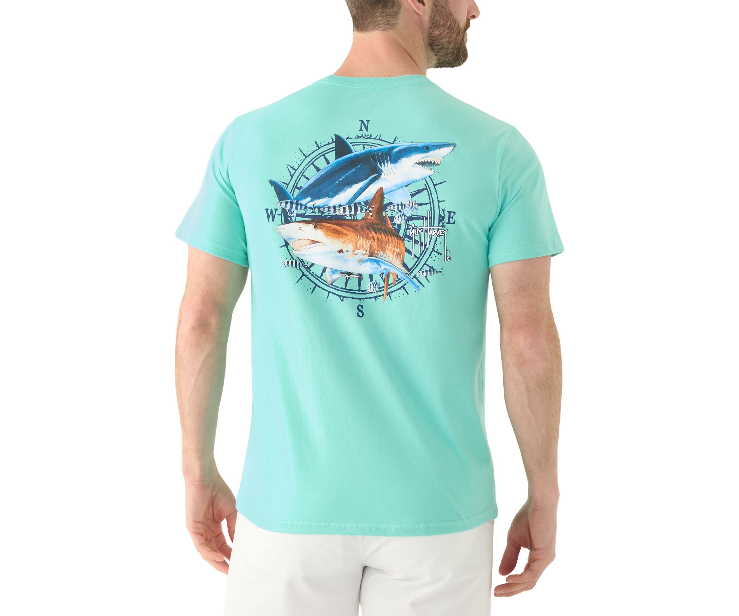 Mens Vintage Sharks Short Sleeve Graphic T-Shirt