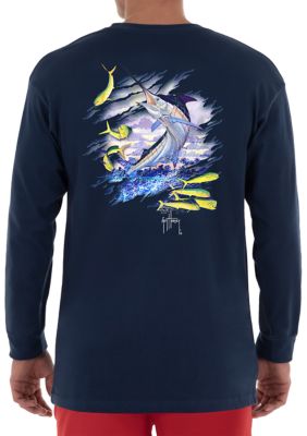 Guy Harvey | Men's Diamond Marlins Sun Protection Long Sleeve Shirt, XL