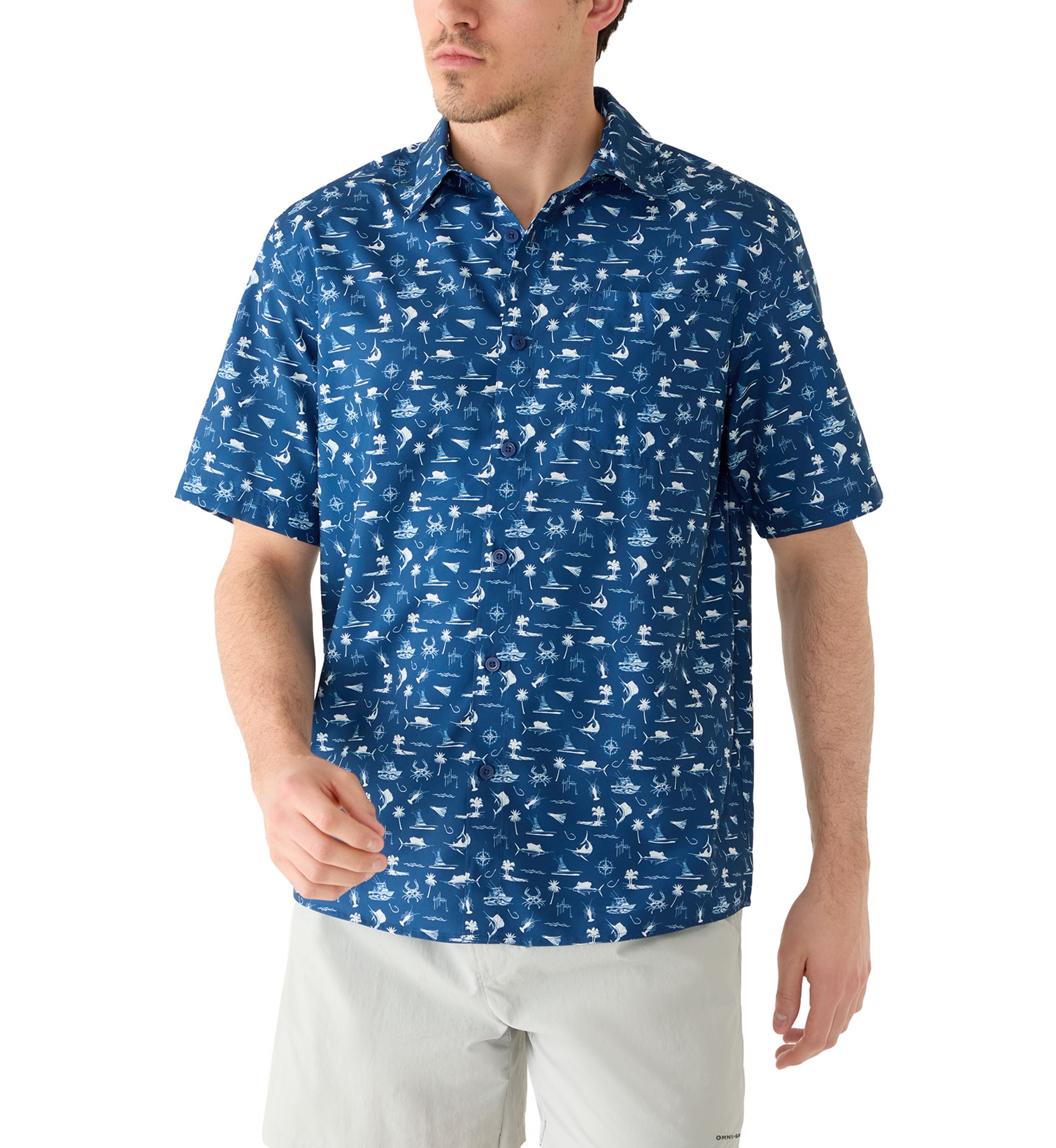 guy harvey dress shirts Guy Harvey Marlin Plaid Long Sleeve Technical Fishing Shirt in Blue, Charcoal, Gray or Tan