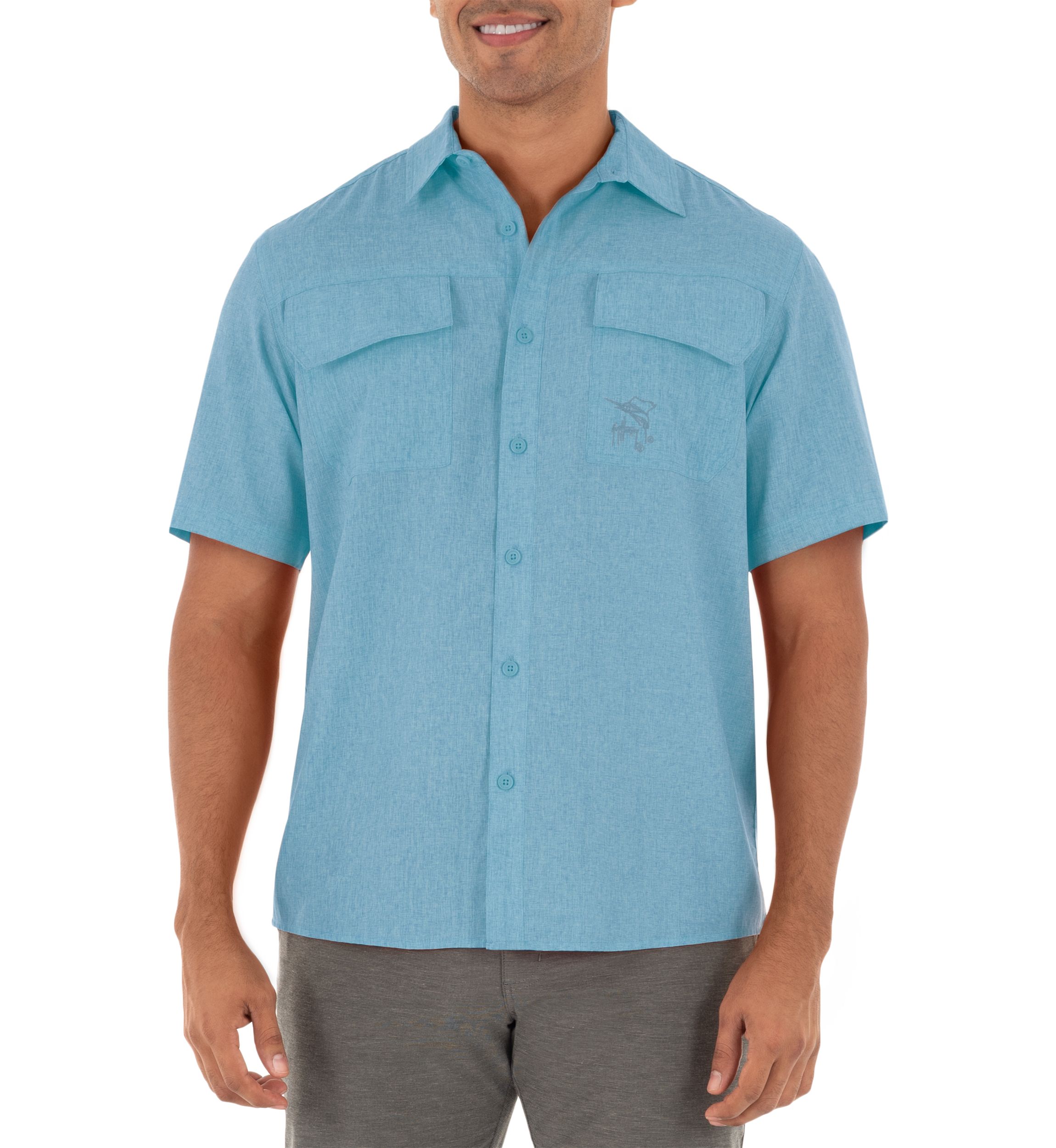 Mens Heathered Textured Fishing Shirt