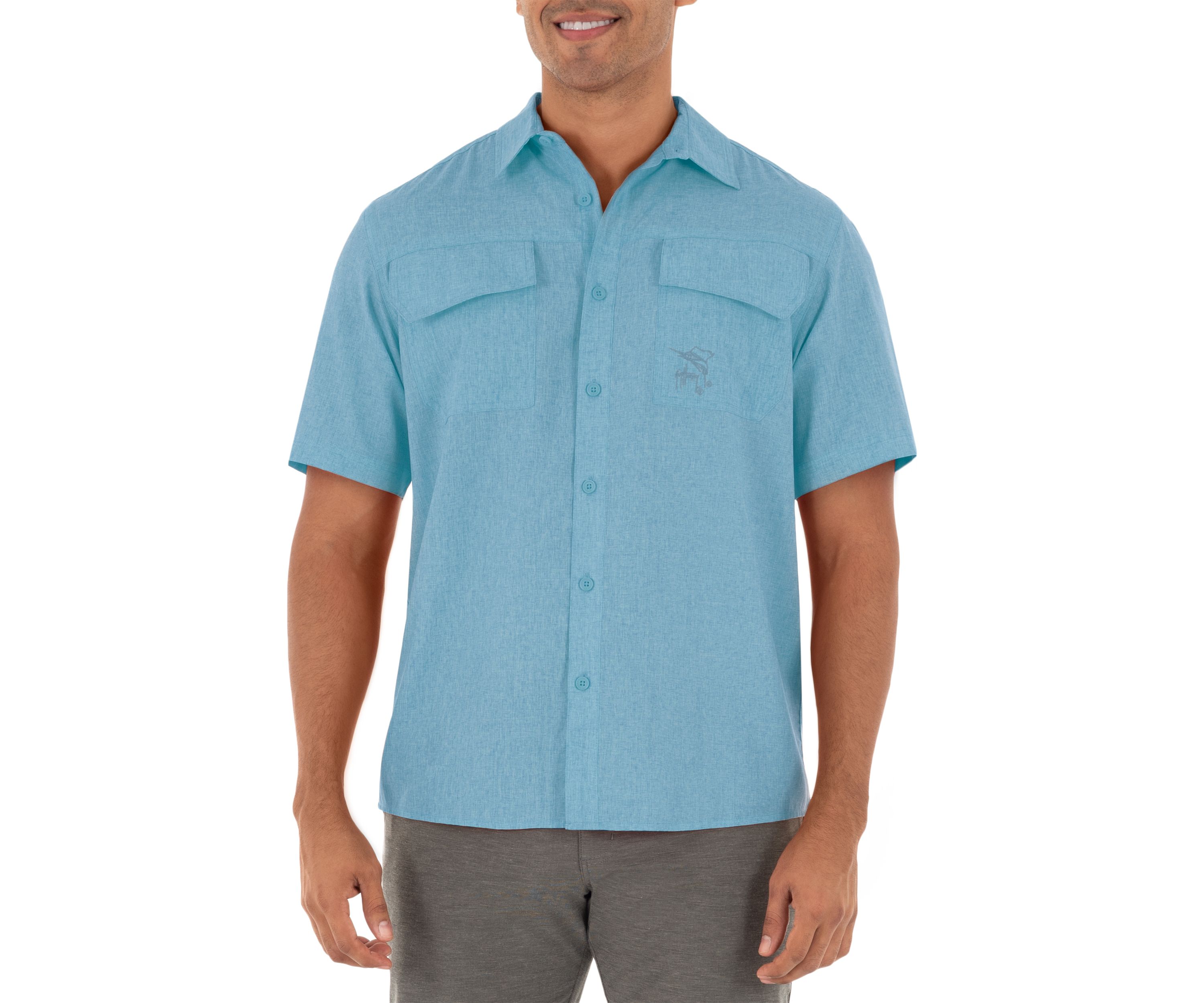 Mens Heathered Textured Fishing Shirt