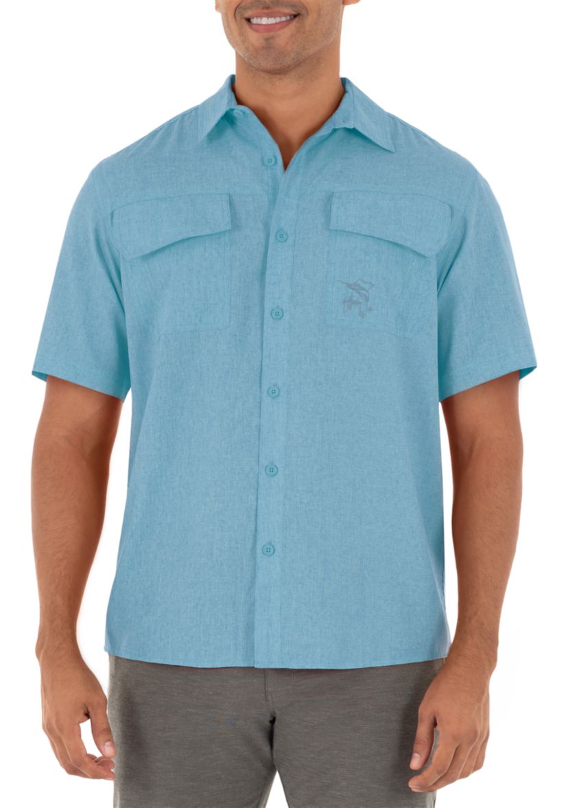 Mens Heathered Textured Fishing Shirt