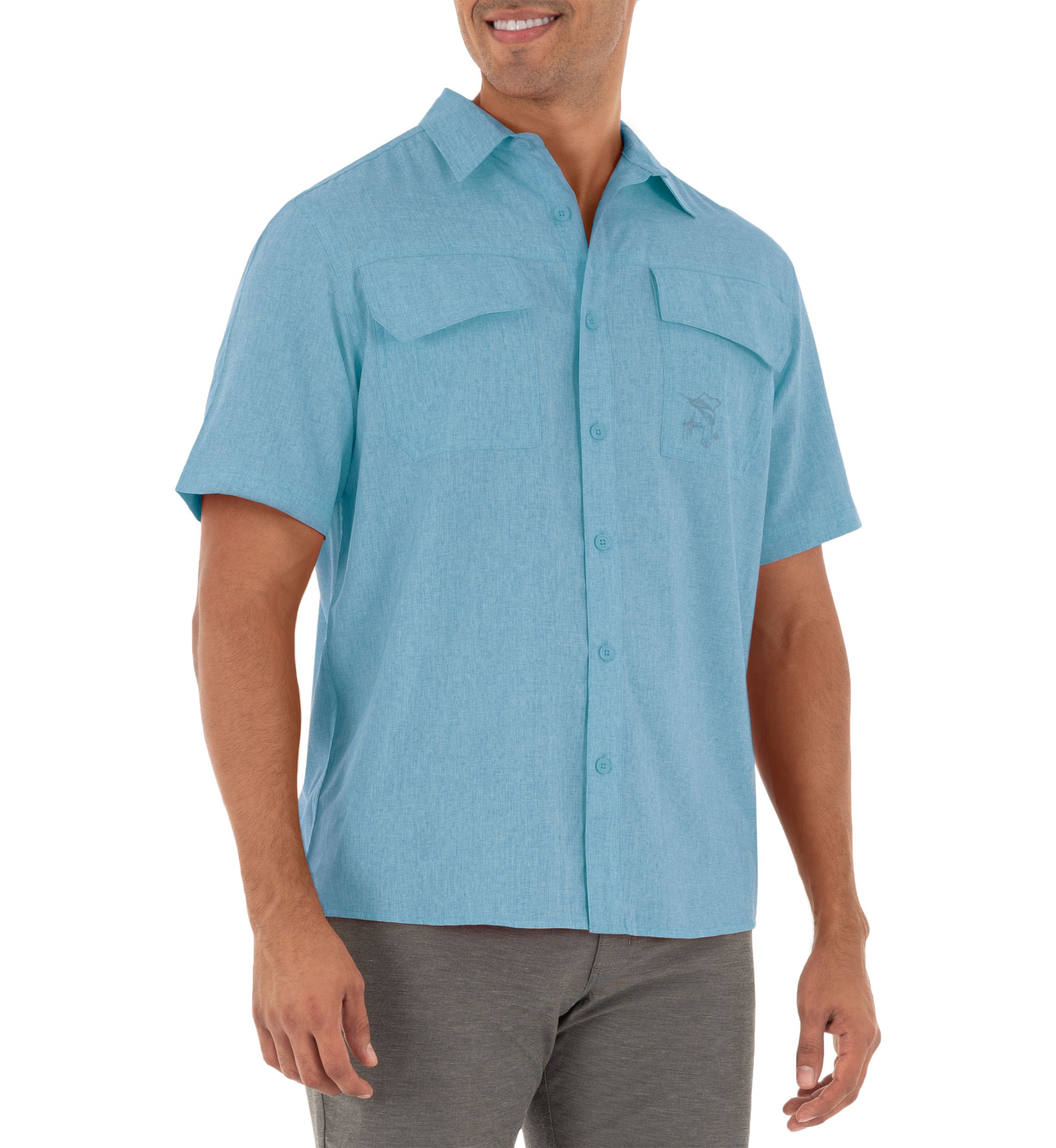 Mens Heathered Textured Fishing Shirt