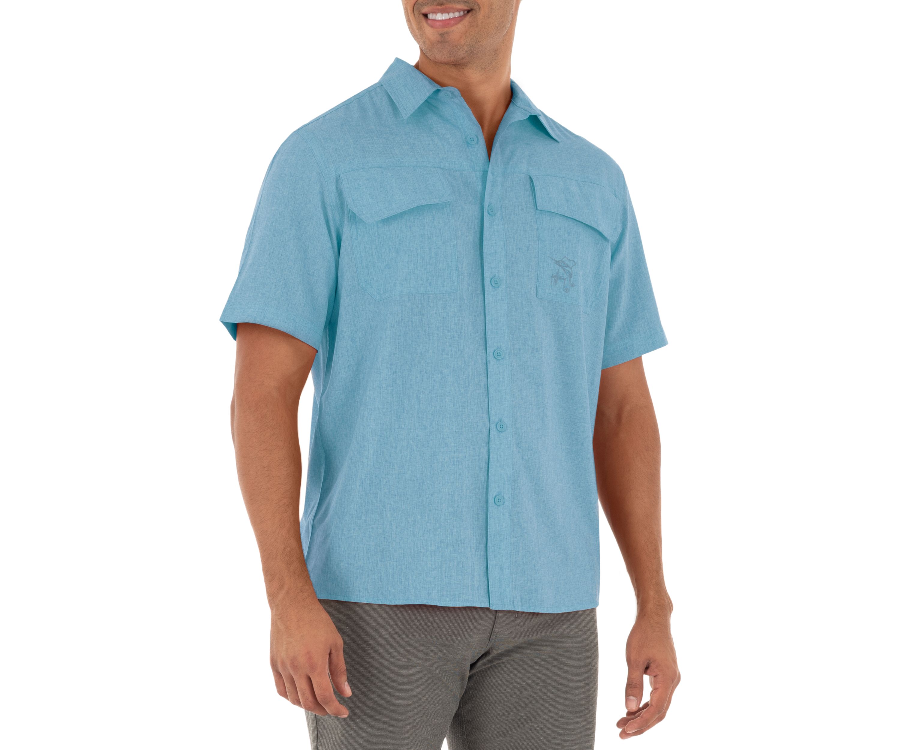 Mens Heathered Textured Fishing Shirt