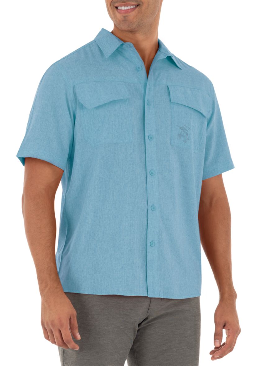 Mens Heathered Textured Fishing Shirt