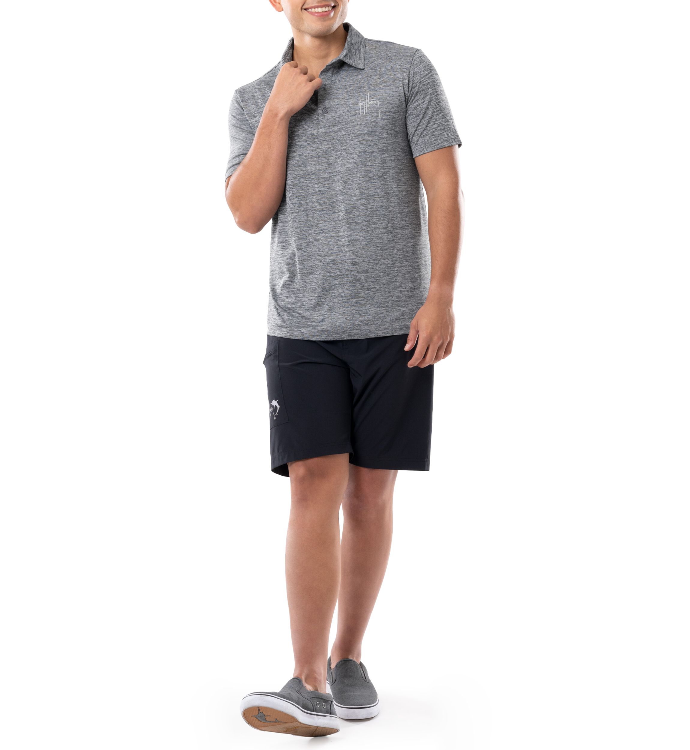 Mens Short Sleeve Grey Performance Polo Shirt
