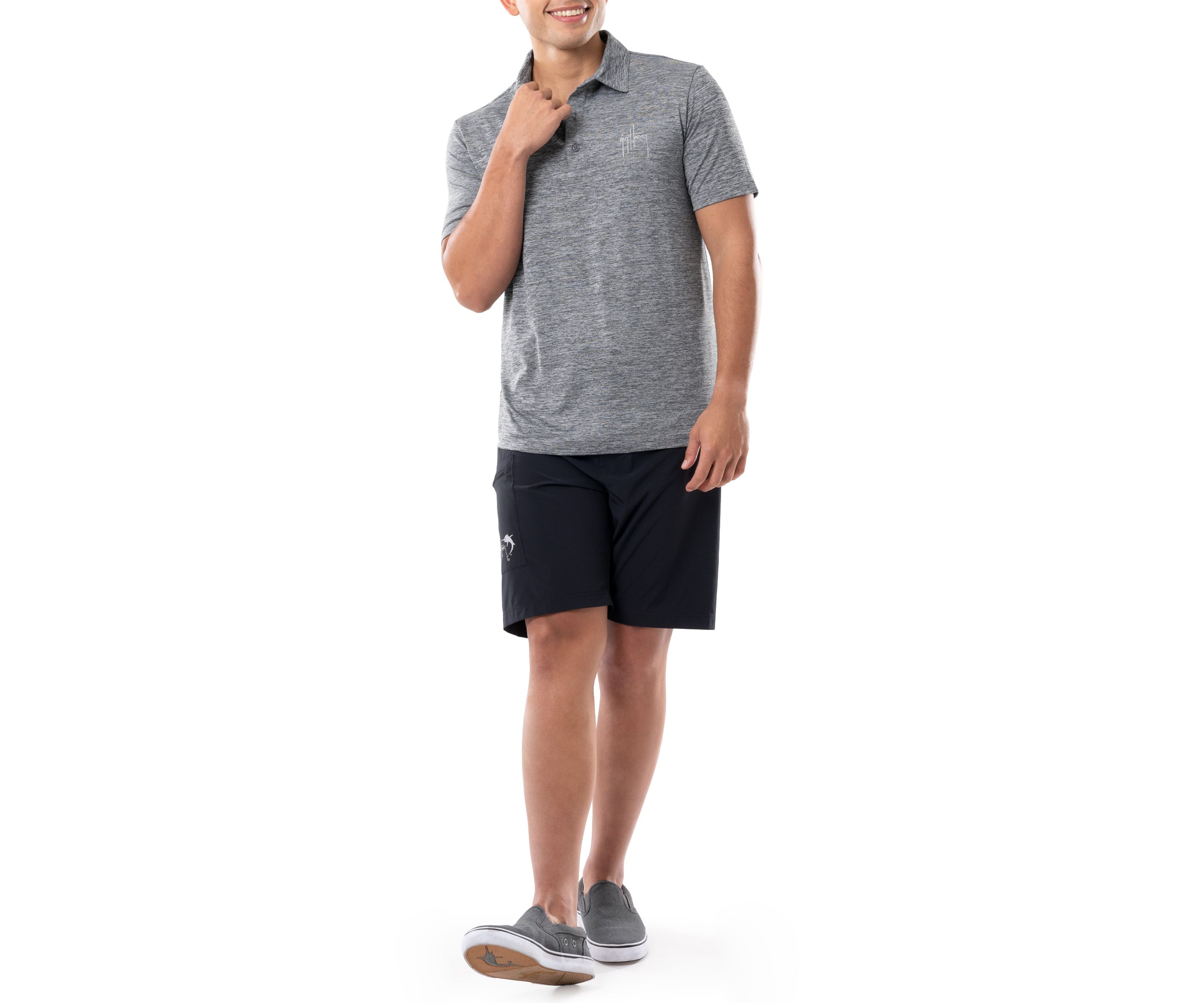 Mens Short Sleeve Grey Performance Polo Shirt