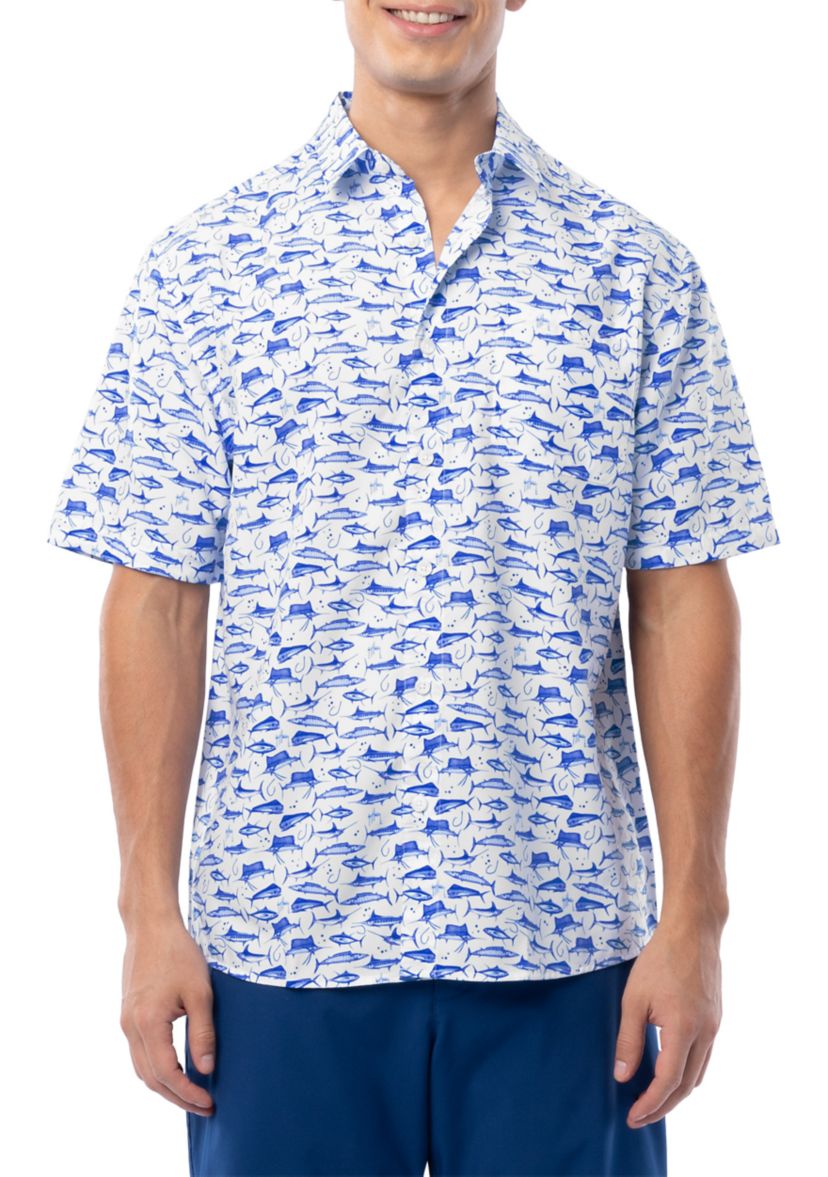 Mens AO Slam White Printed Fishing Shirt