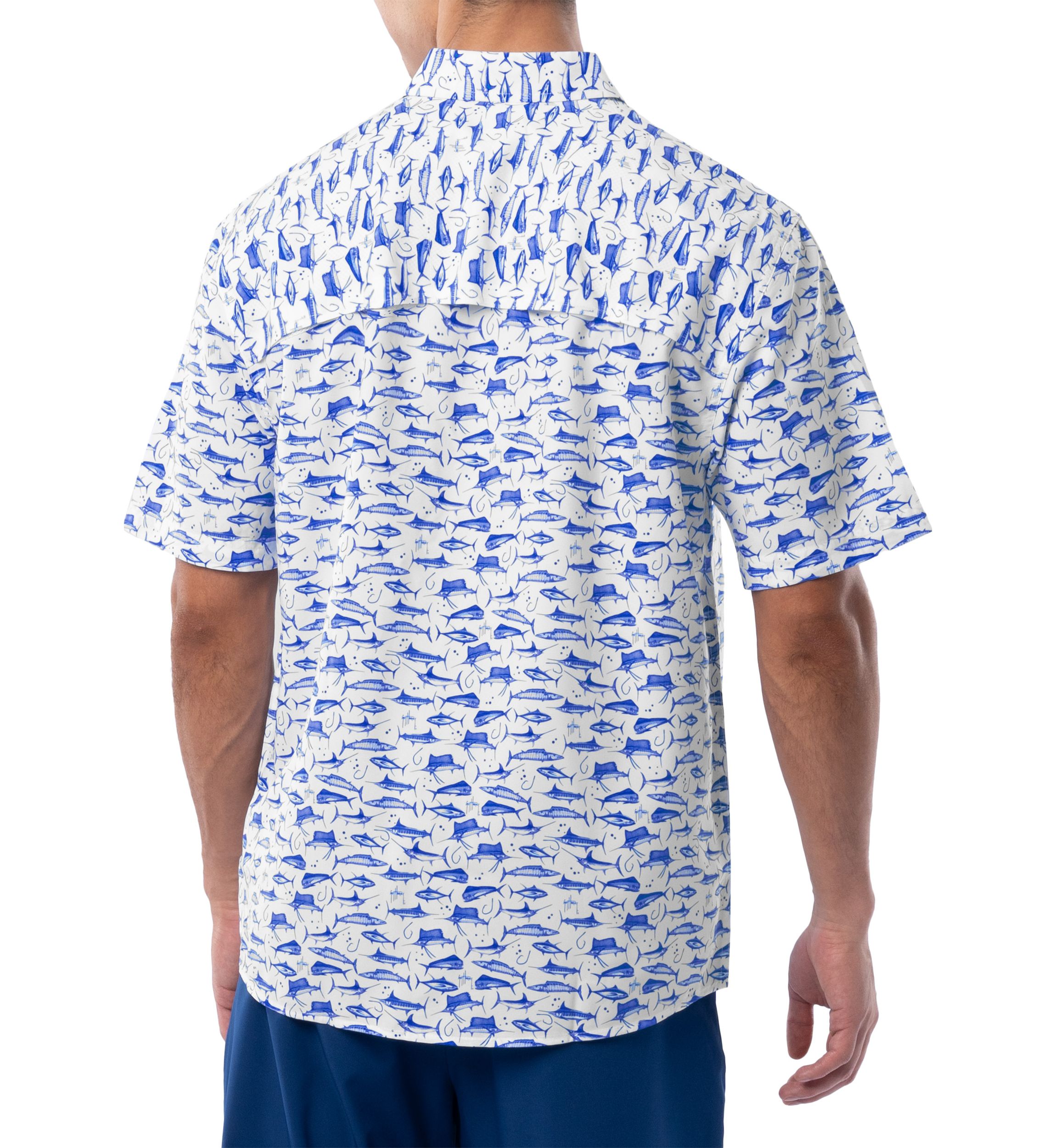 Mens AO Slam White Printed Fishing Shirt