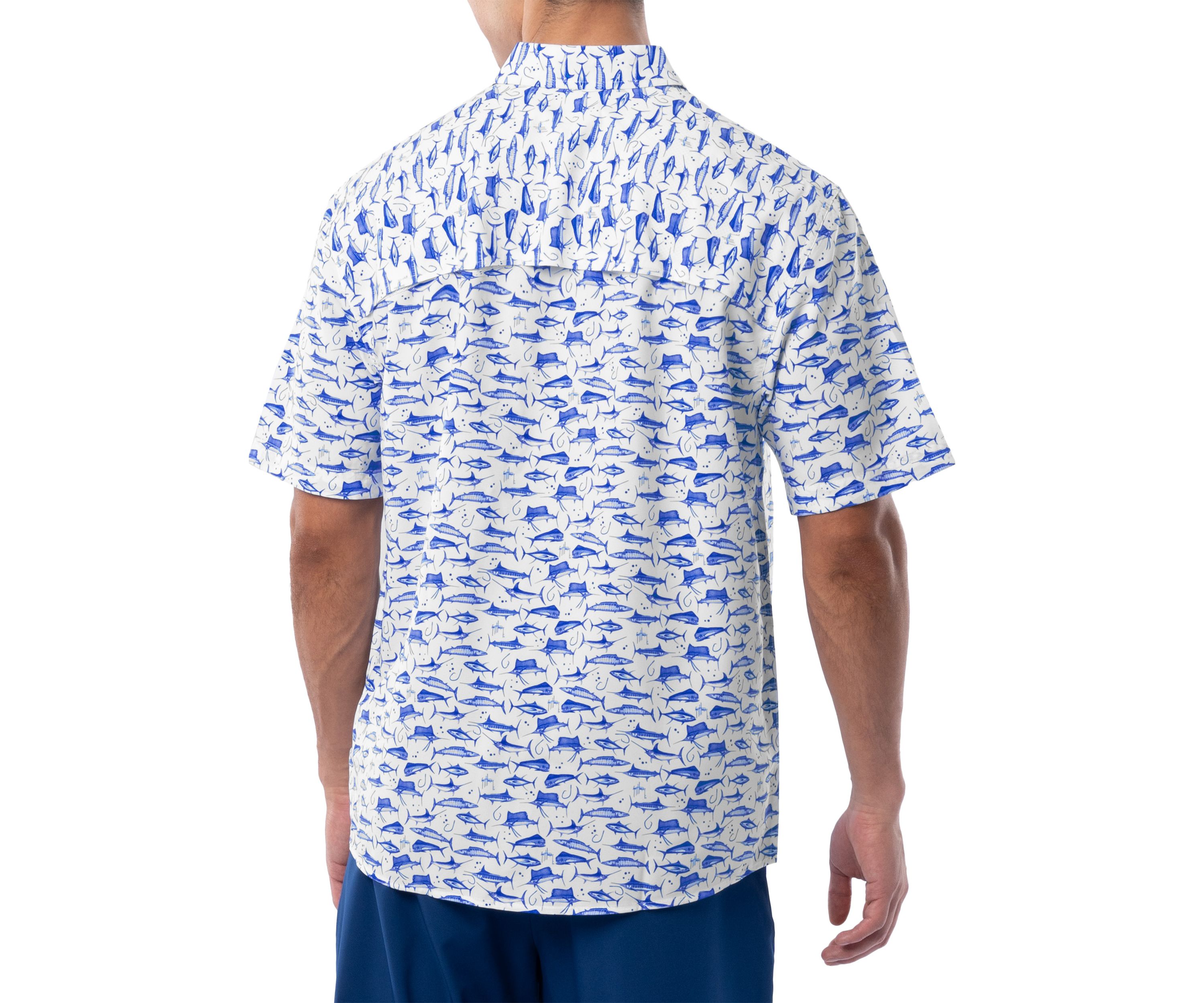 Mens AO Slam White Printed Fishing Shirt