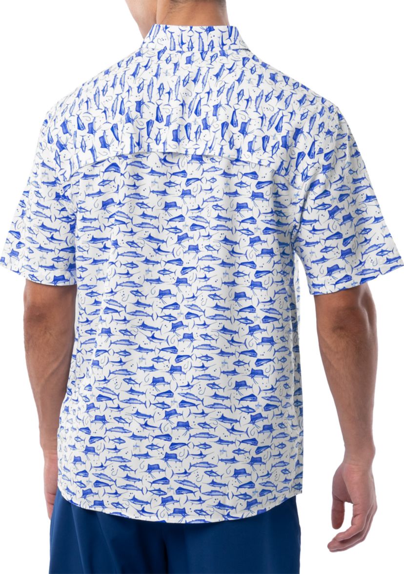 Mens AO Slam White Printed Fishing Shirt