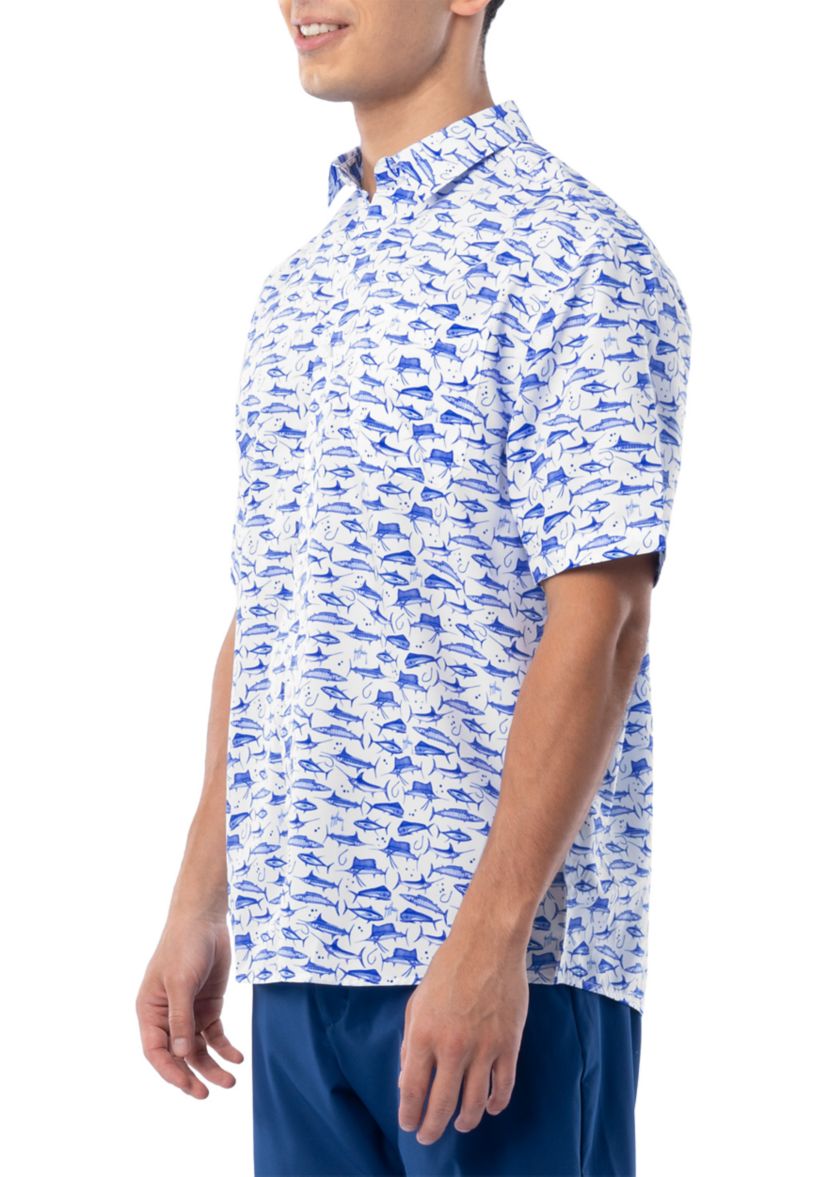 Mens AO Slam White Printed Fishing Shirt