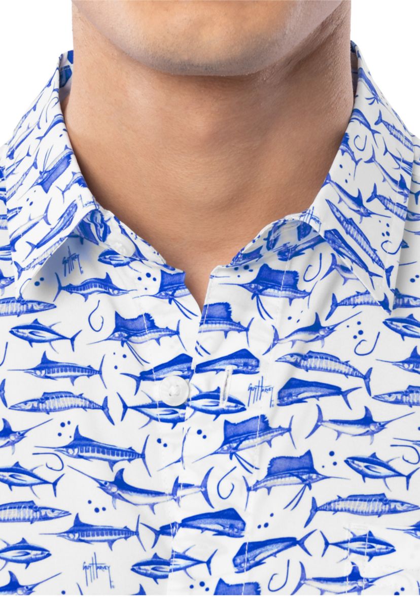 Mens AO Slam White Printed Fishing Shirt
