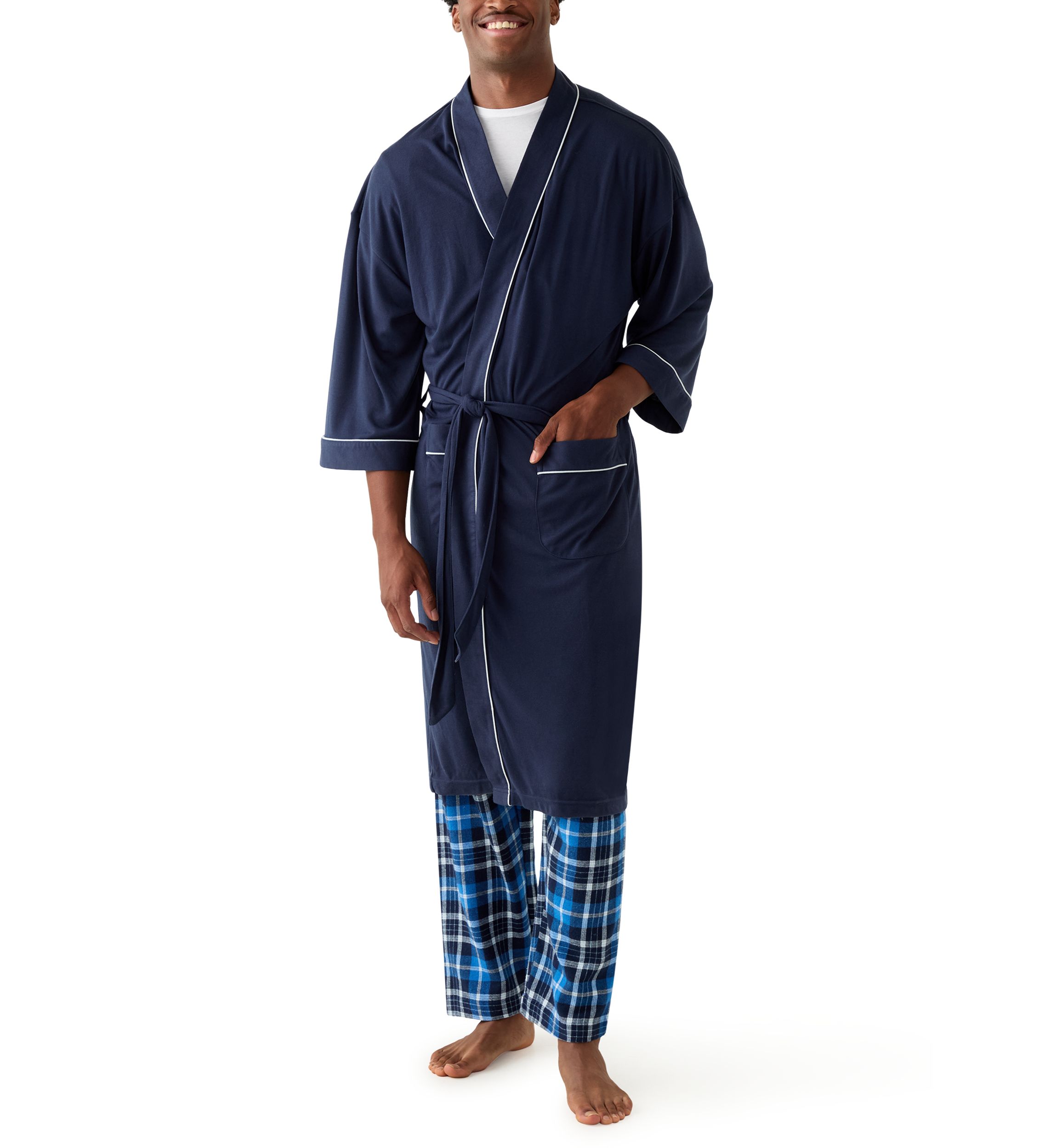 Mens Interlock Kimono Knit Robe