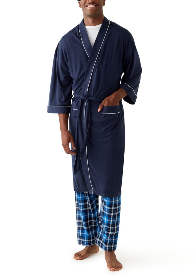 Mens Interlock Kimono Knit Robe