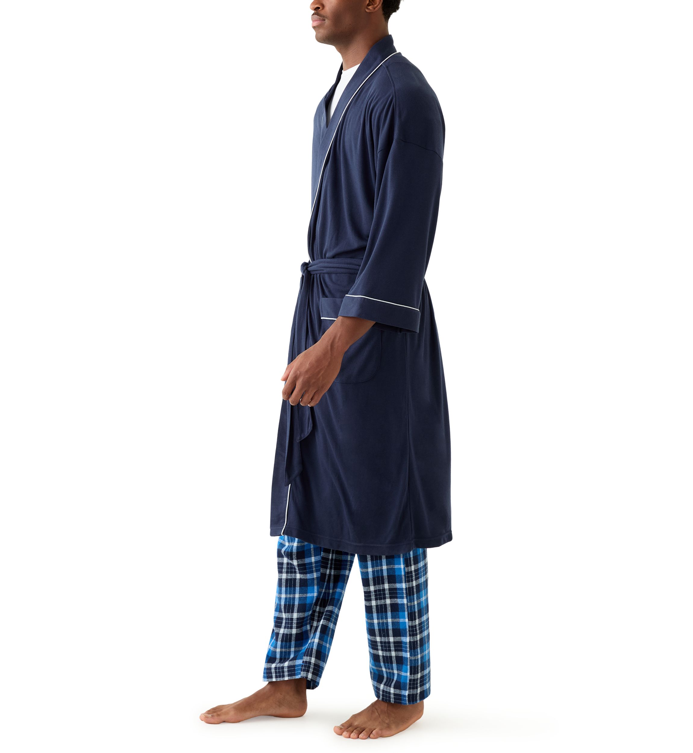 Mens Interlock Kimono Knit Robe