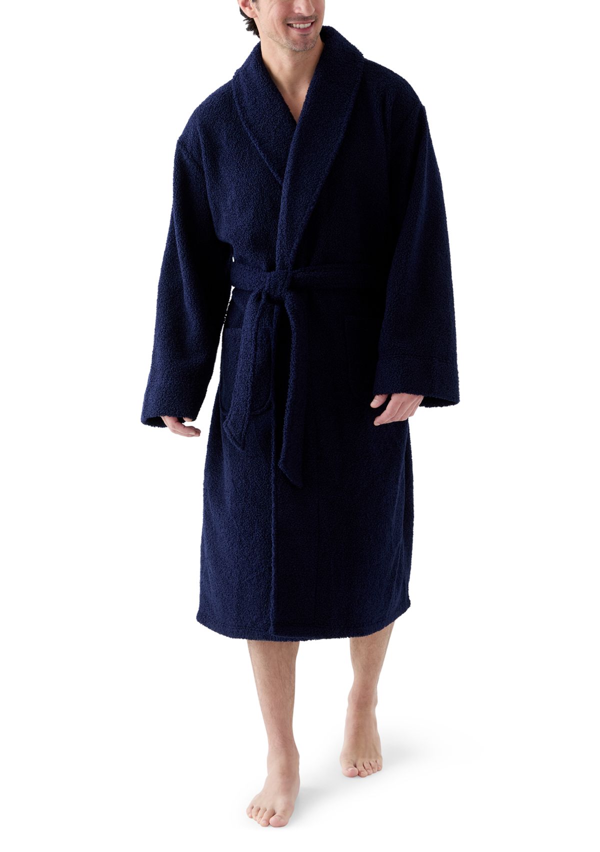 Mens Bouclé Fleece Shawl Robe