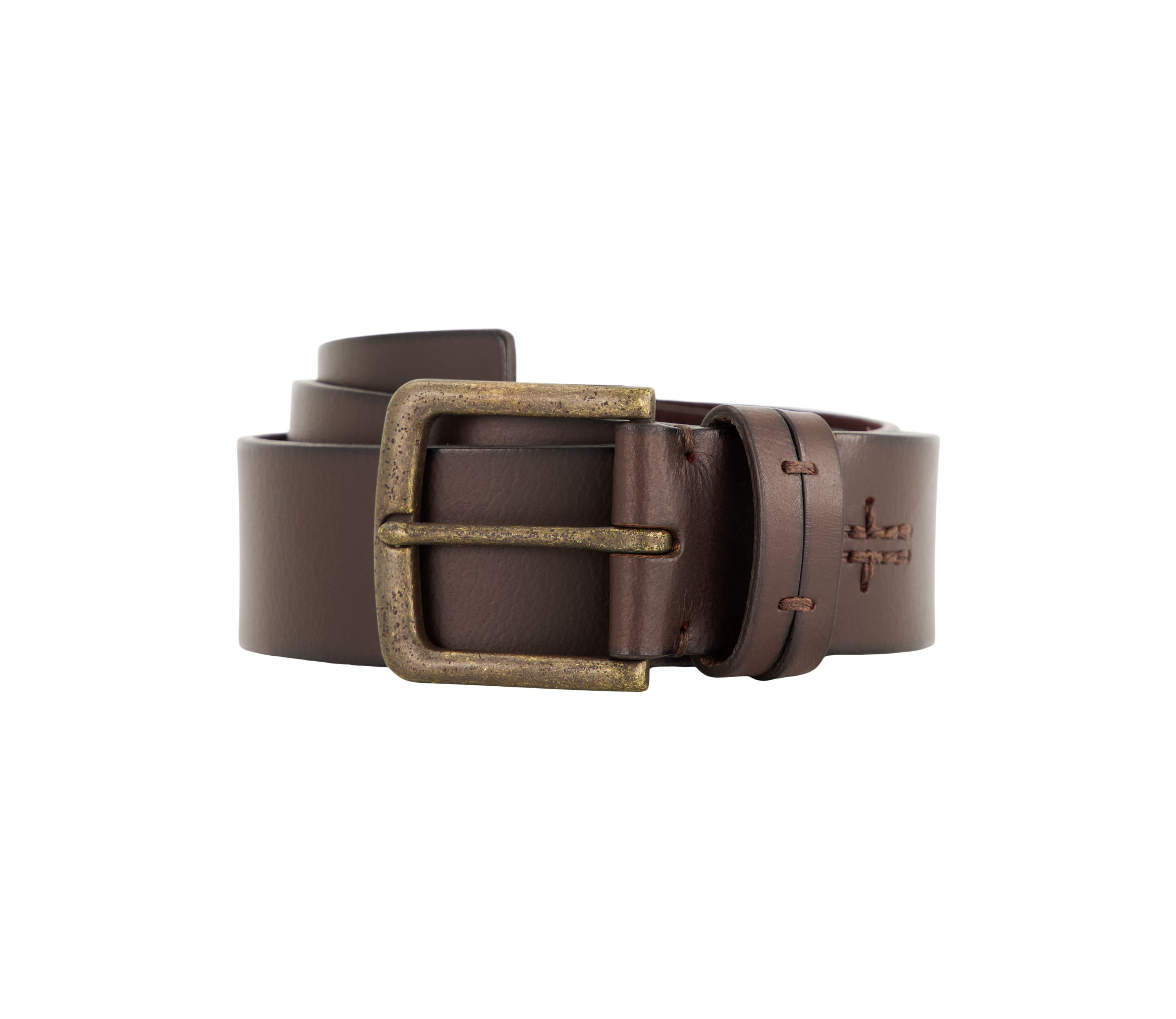 Mens 40 Millimeter Burnished Panel Leather Belt