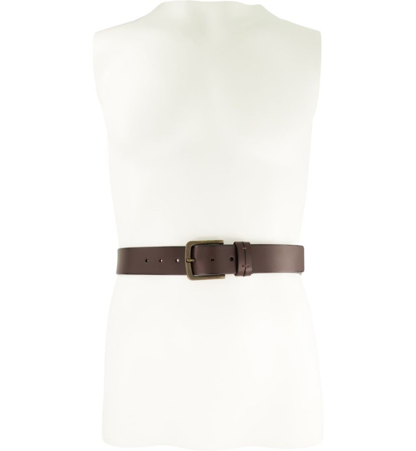 Mens 40 Millimeter Burnished Panel Leather Belt