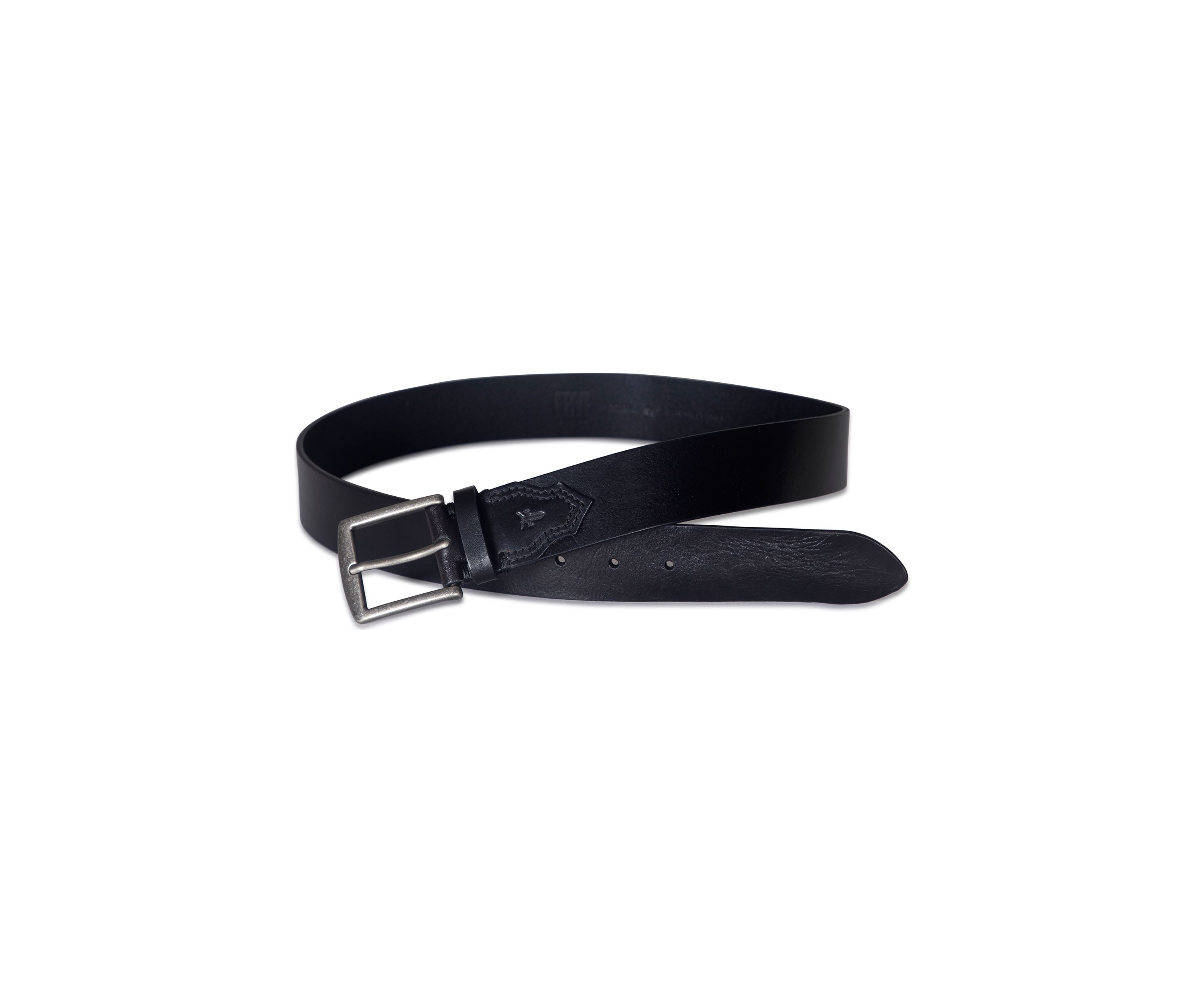 Flat Panel Black Leather Belt