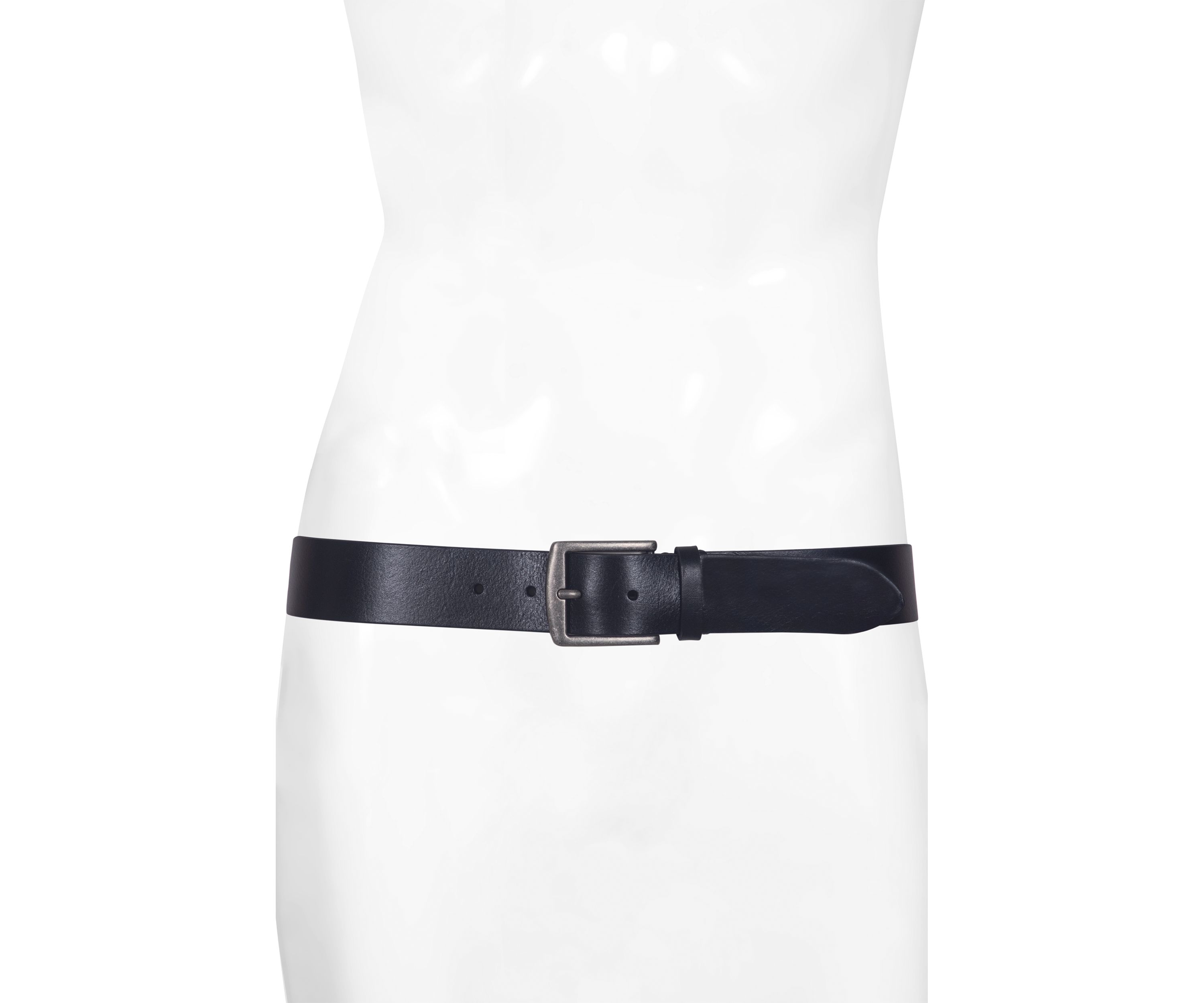 Flat Panel Black Leather Belt