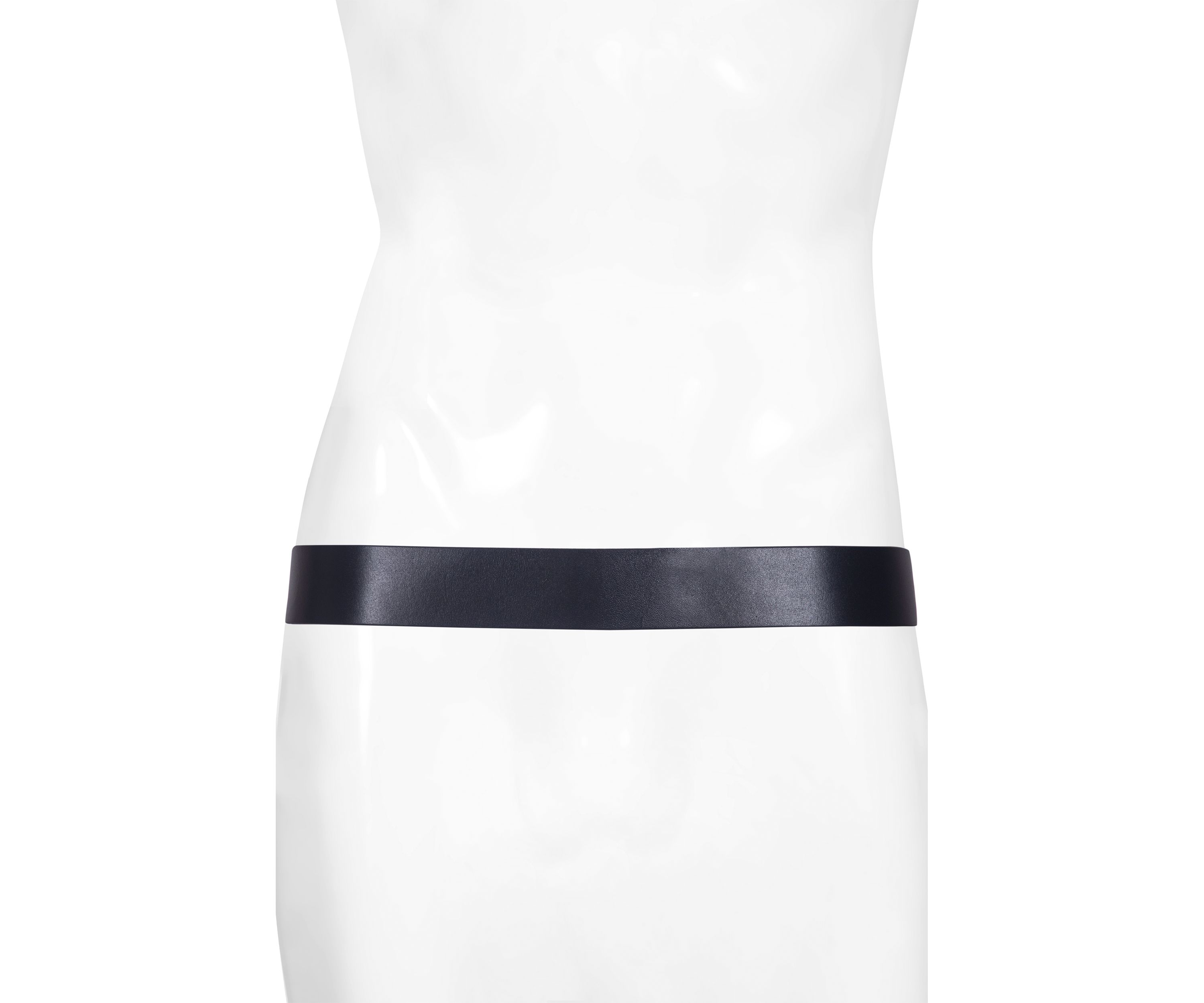 Flat Panel Black Leather Belt