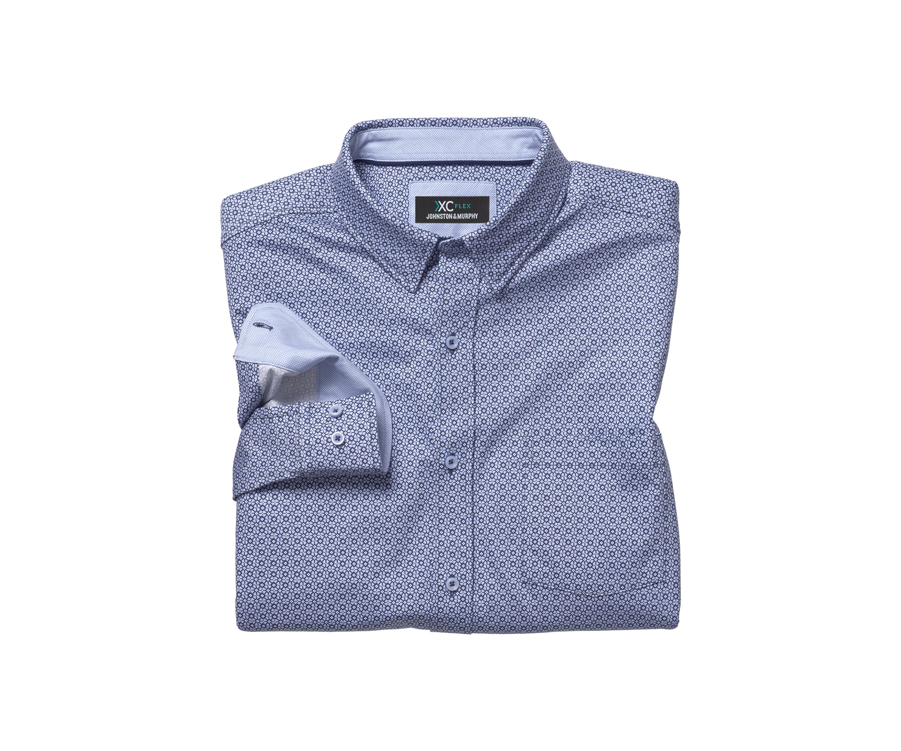 Mens Flex Diamond Grid Printed Button Down Shirt