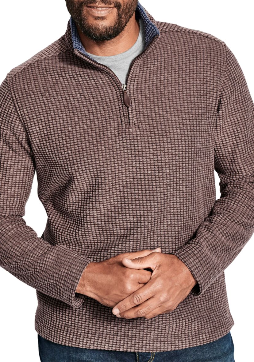 Mens Waffle Knit 1/4 Zip Pullover
