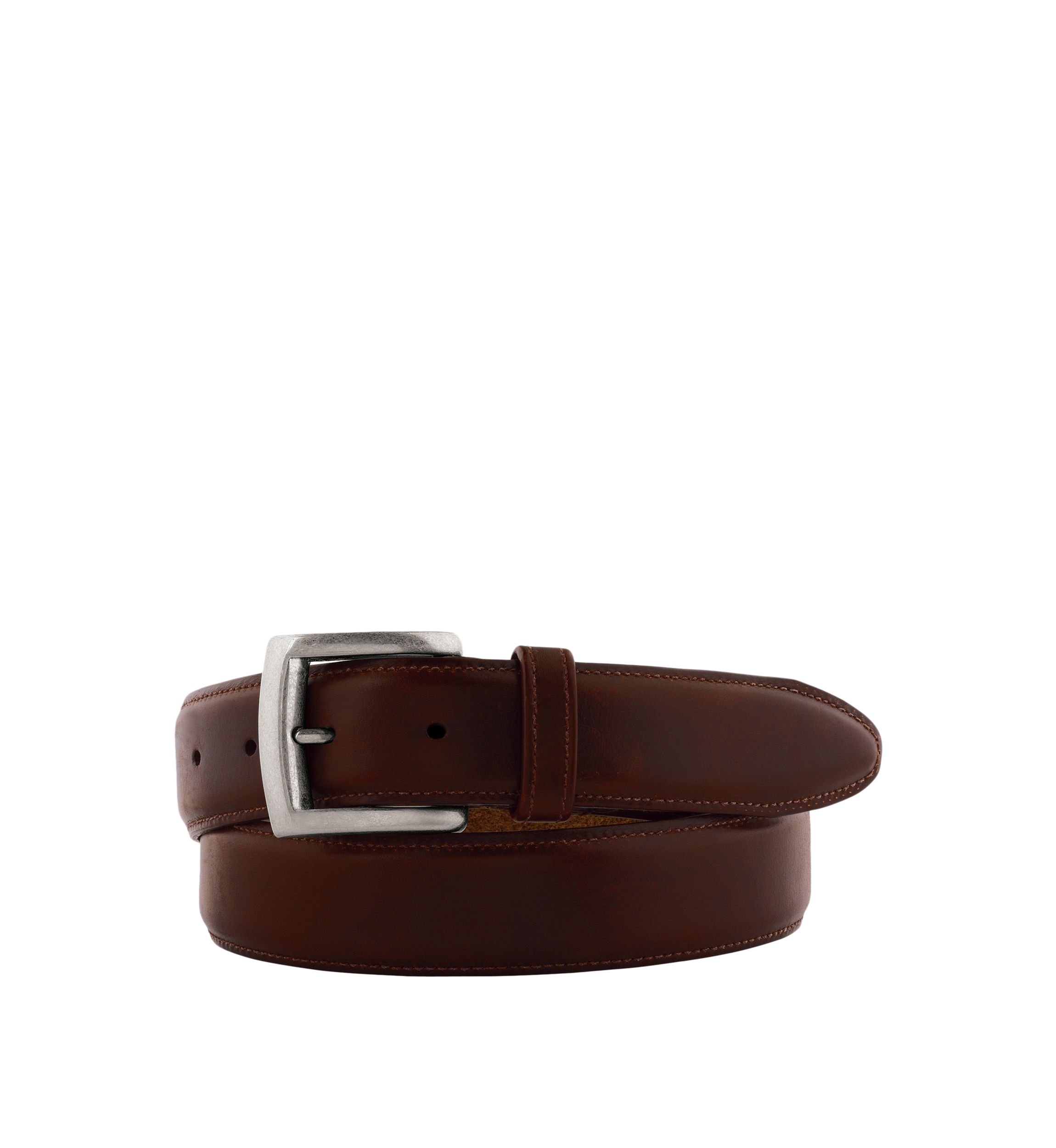 Mens 35 Milimeter Antique Nickel Buckle Waxed Calf Leather Belt