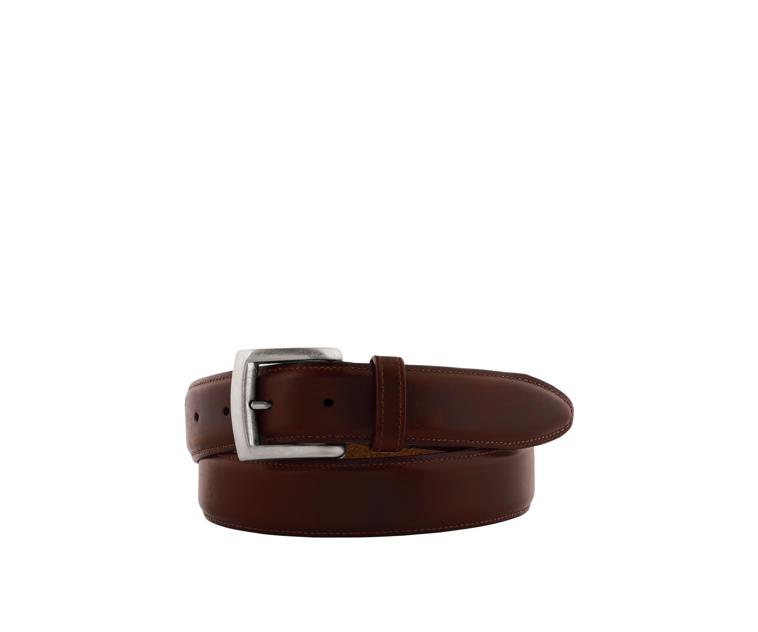 Mens 35 Milimeter Antique Nickel Buckle Waxed Calf Leather Belt