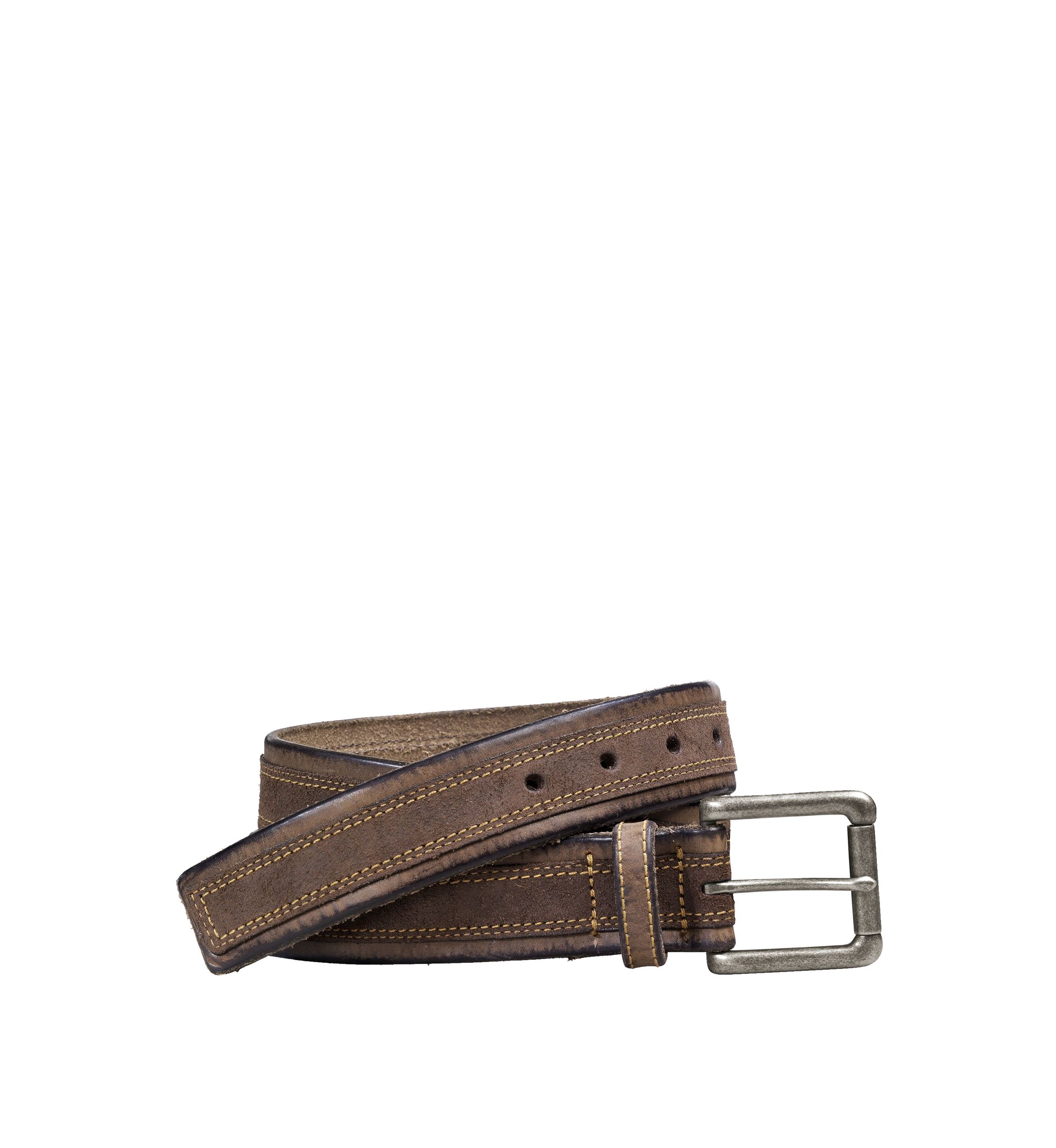 Mens 38 Millimeter Antique Nickel Buckle Distressed Overlay Belt