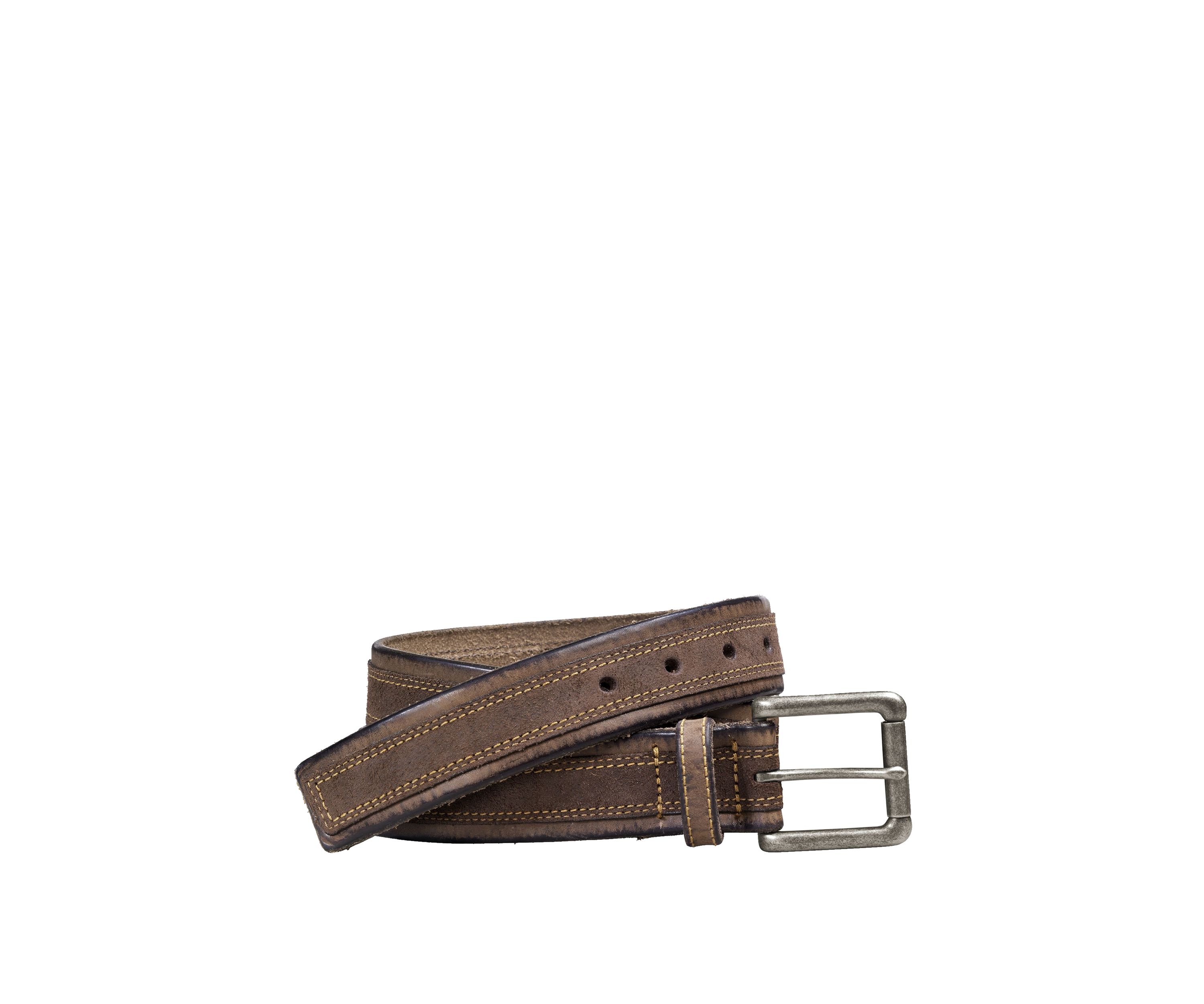 Mens 38 Millimeter Antique Nickel Buckle Distressed Overlay Belt