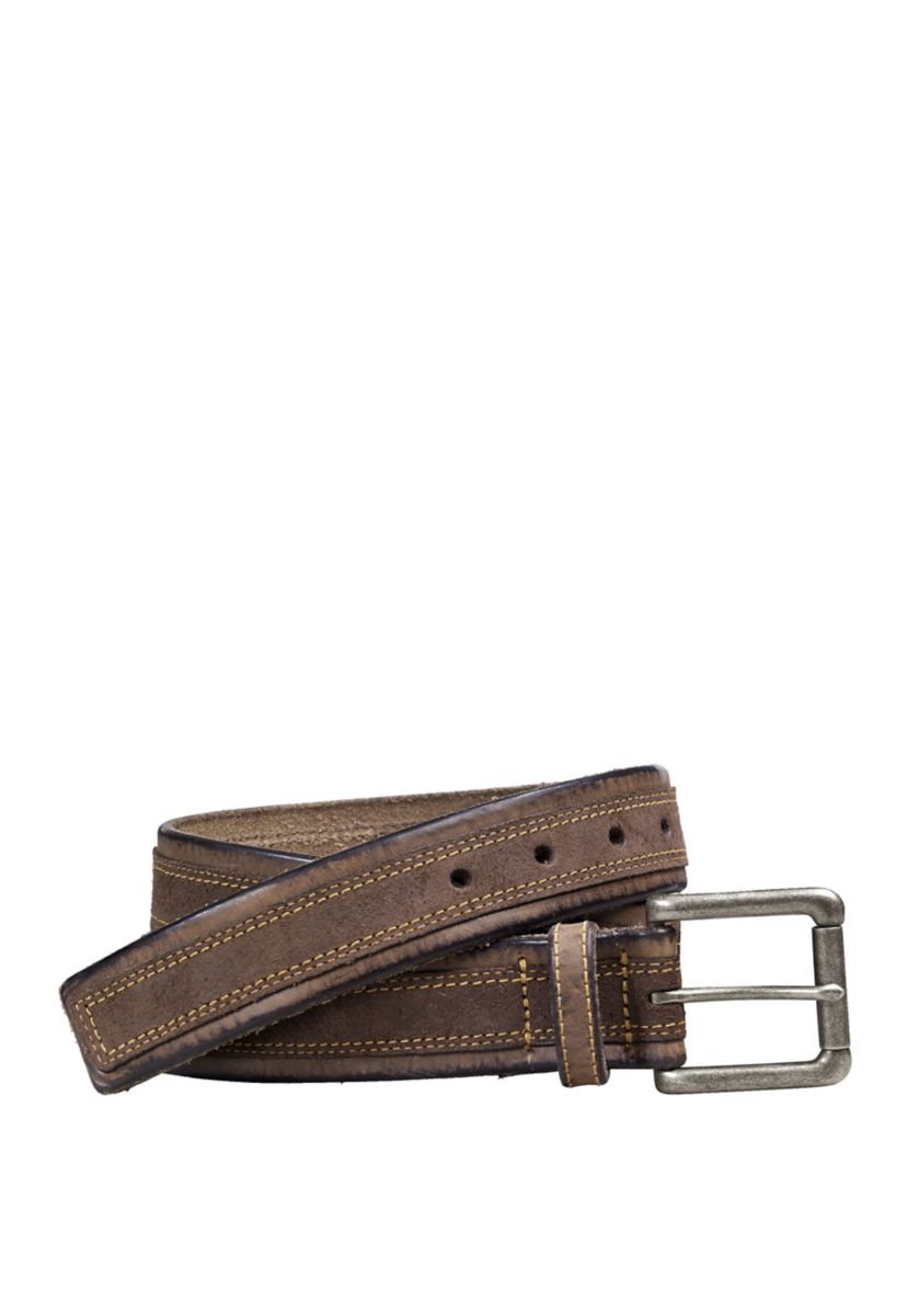 Mens 38 Millimeter Antique Nickel Buckle Distressed Overlay Belt
