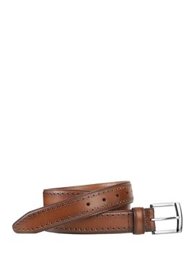 Johnston & Murphy Men's 35 Millimeter Perfed Edge Smooth Leather Belt ...