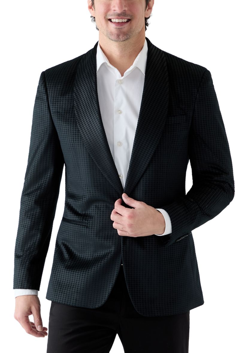 Mens Black Velvet Houndstooth Jacket