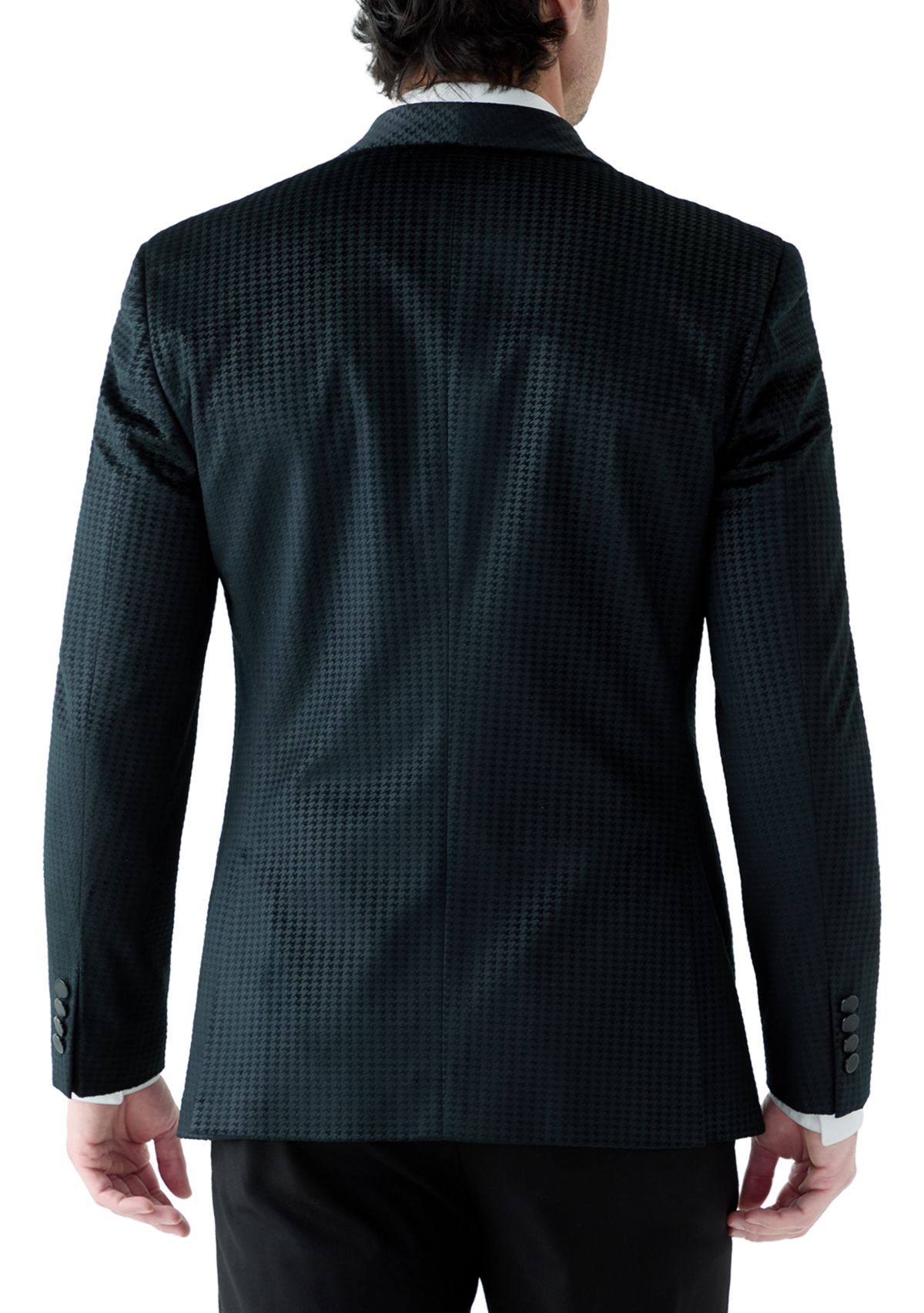 Mens Black Velvet Houndstooth Jacket
