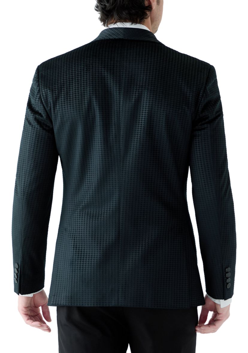 Mens Black Velvet Houndstooth Jacket