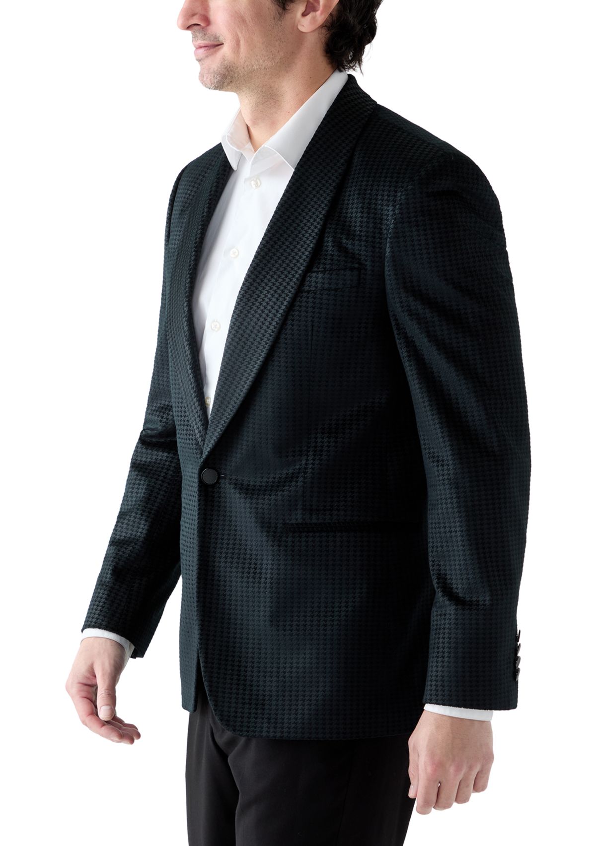 Mens Black Velvet Houndstooth Jacket