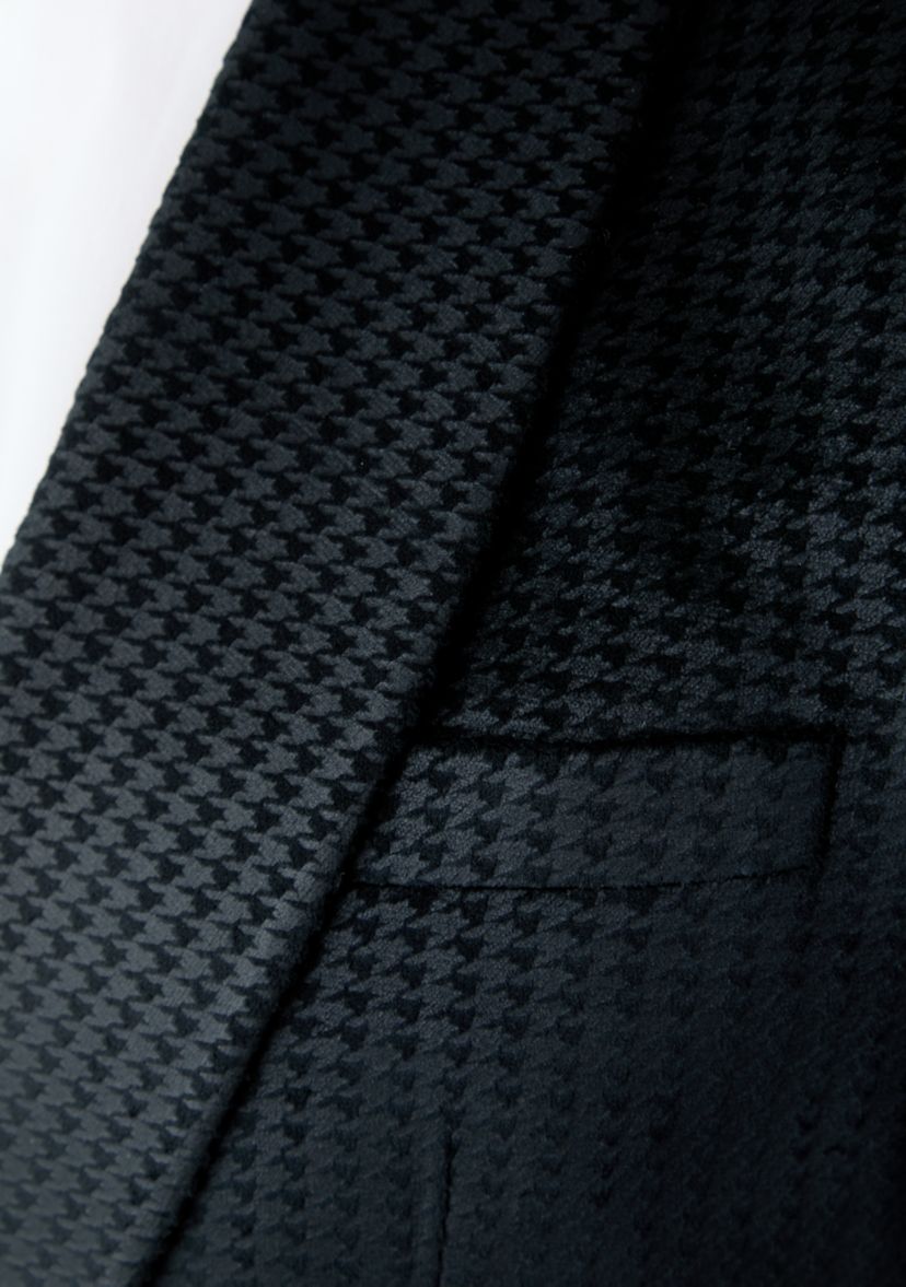 Mens Black Velvet Houndstooth Jacket