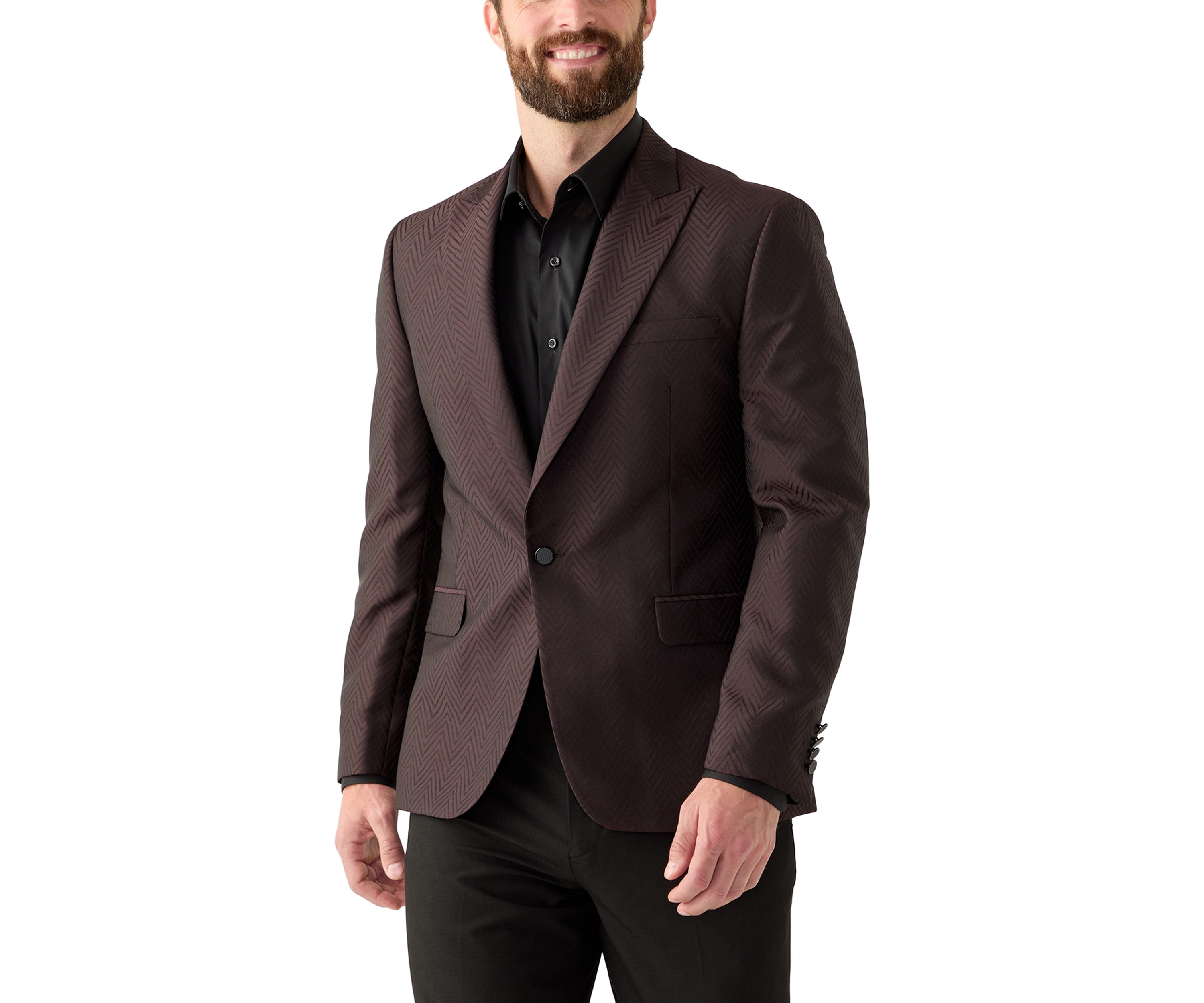 Mens Single Breasted Herringbone Modern Fit Blazer