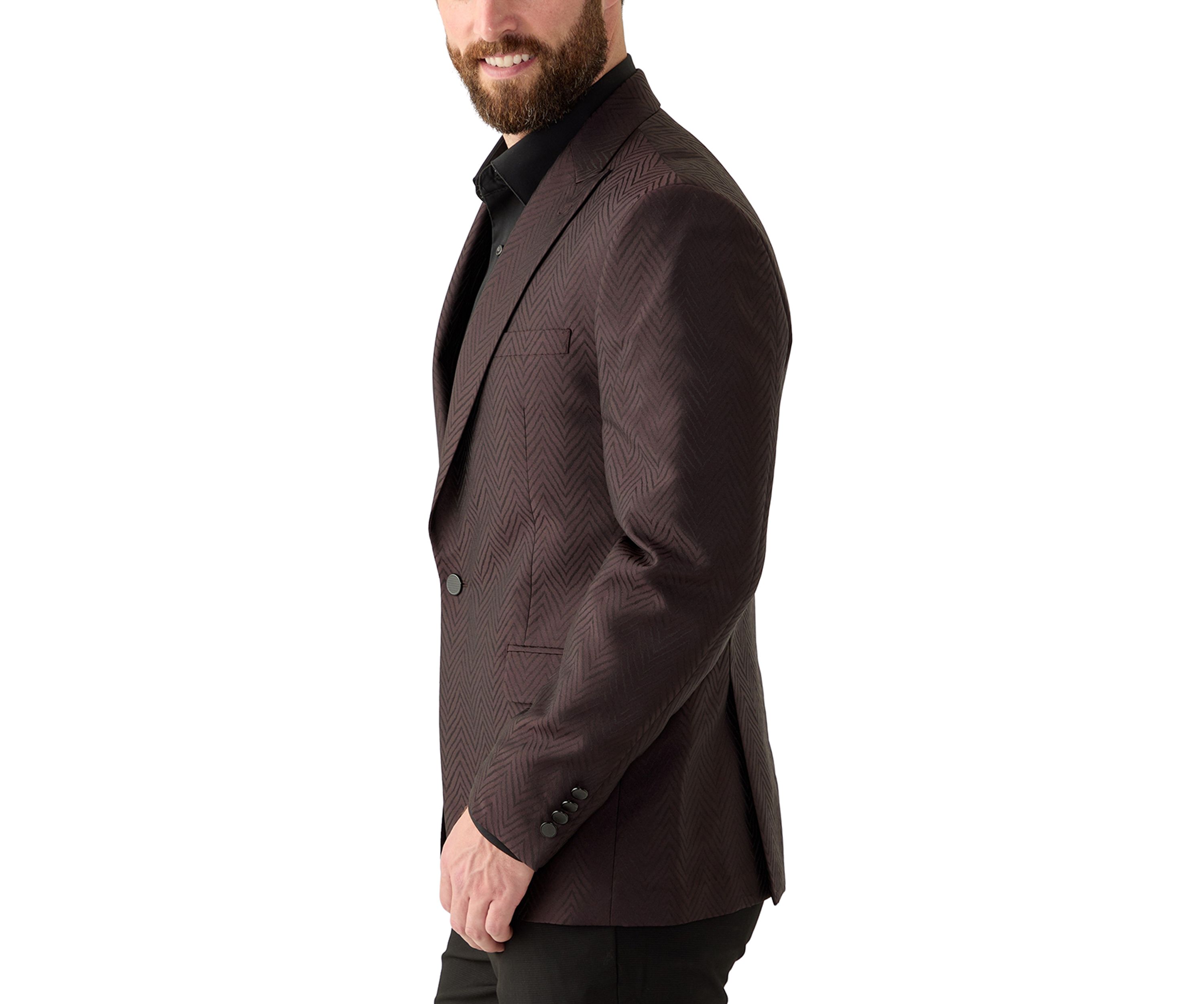 Mens Single Breasted Herringbone Modern Fit Blazer