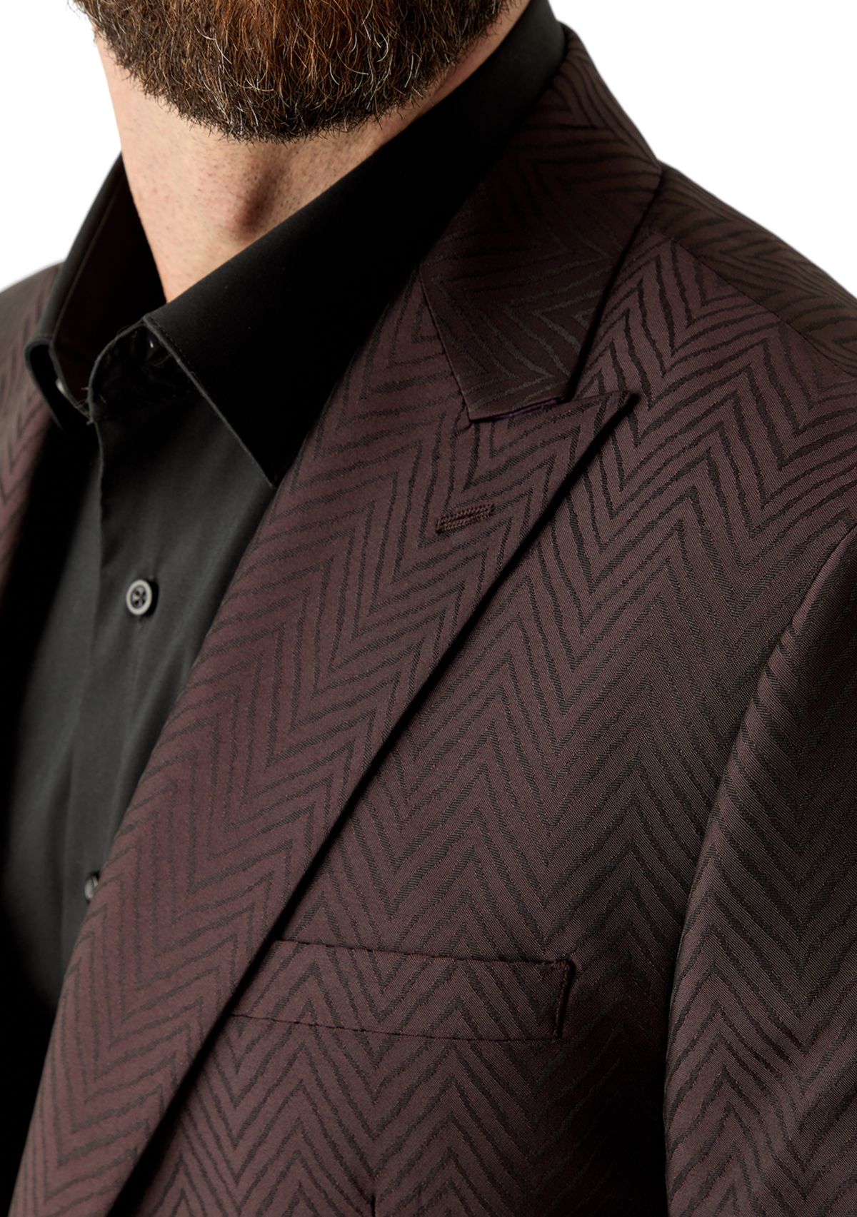 Mens Single Breasted Herringbone Modern Fit Blazer