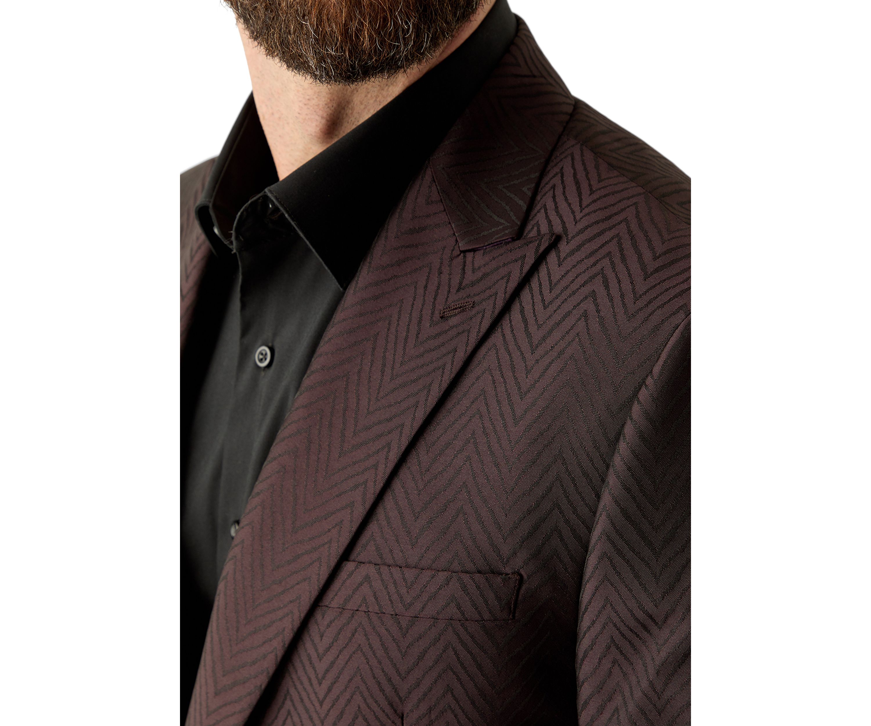 Mens Single Breasted Herringbone Modern Fit Blazer