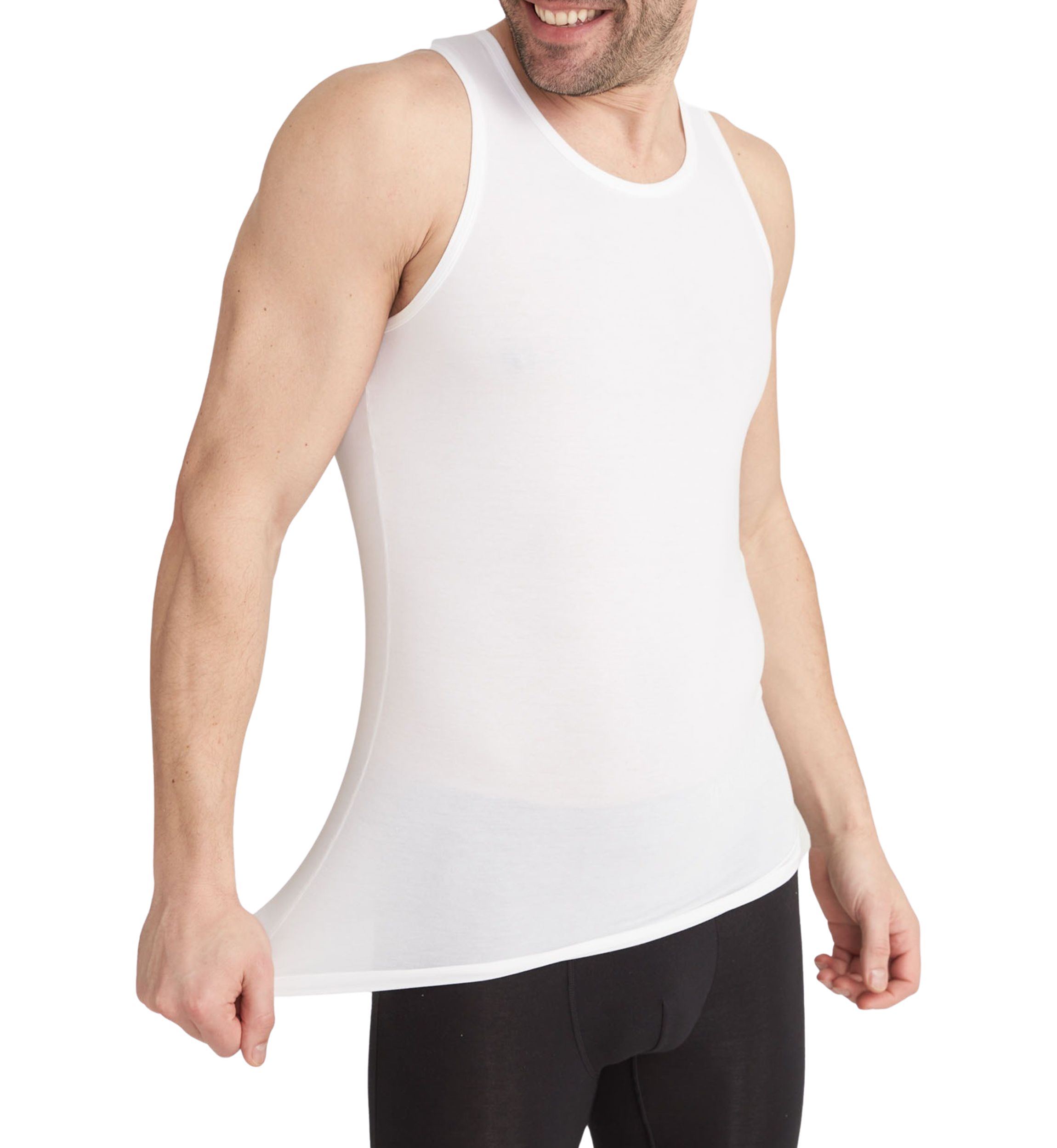 Mens Stay Tucked Tank Top Undershirts - 2 Pack