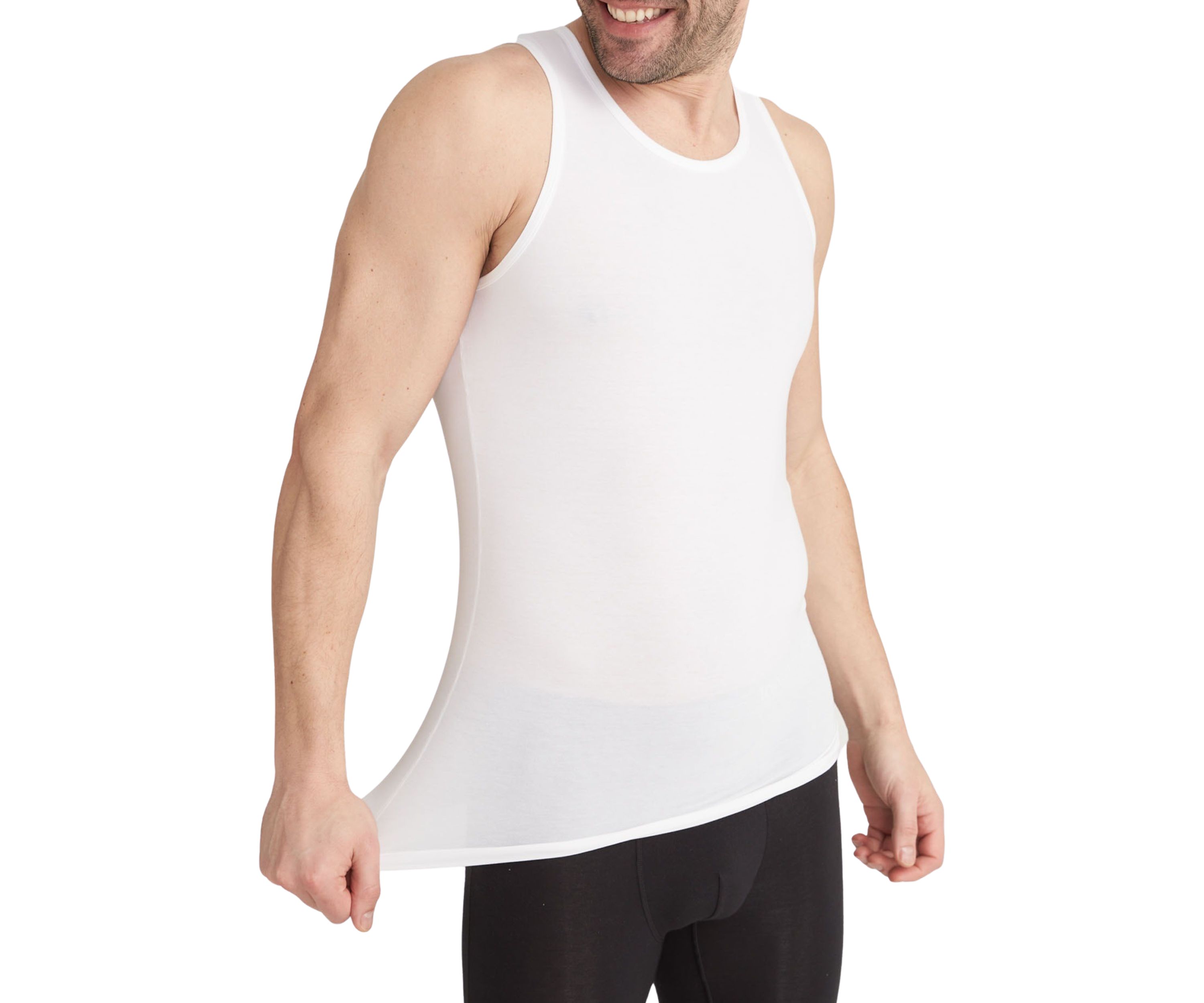 Mens Stay Tucked Tank Top Undershirts - 2 Pack