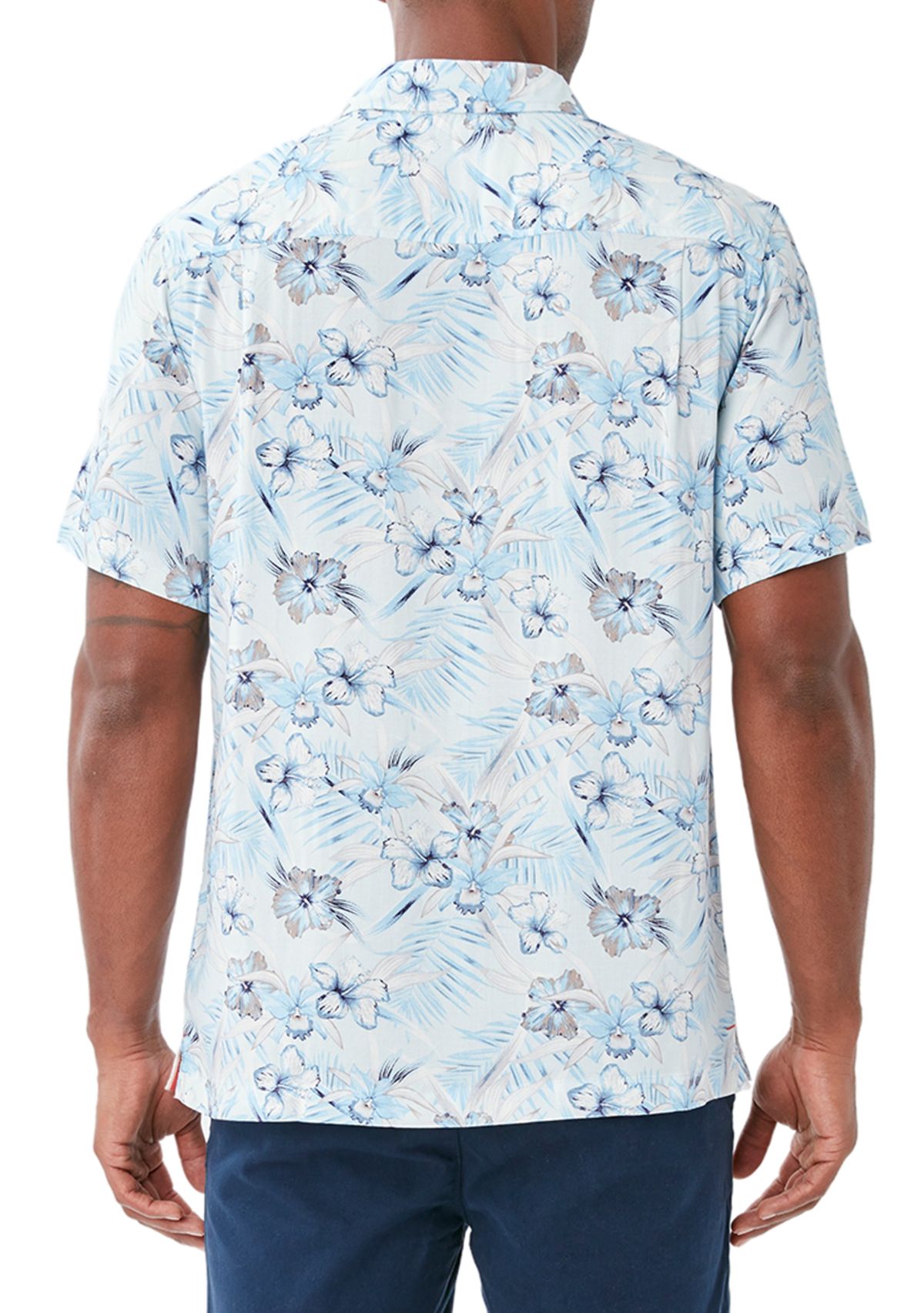 Mens Hibiscus Print Button Down Shirt